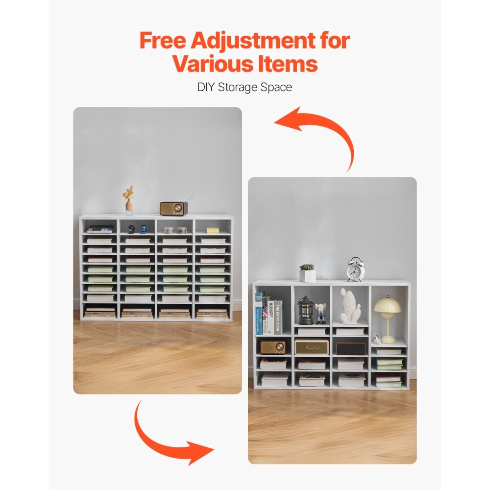 Wood Literature Organizer File Sorter with Removable Shelves Mailbox Slots for Office