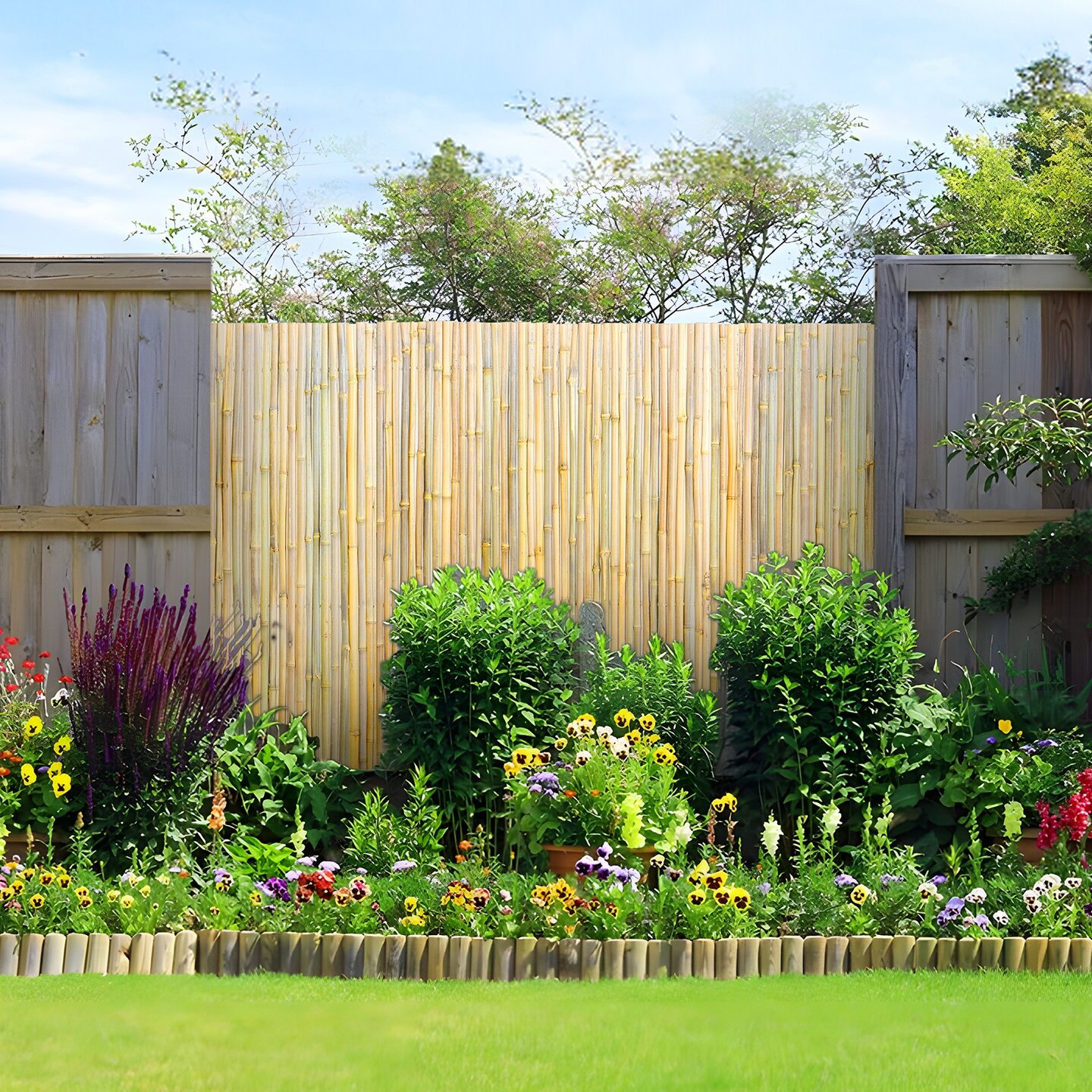 Natural Rolled Wicker Fence Decorative Privacy Screen for Garden Patio Balcony Pool