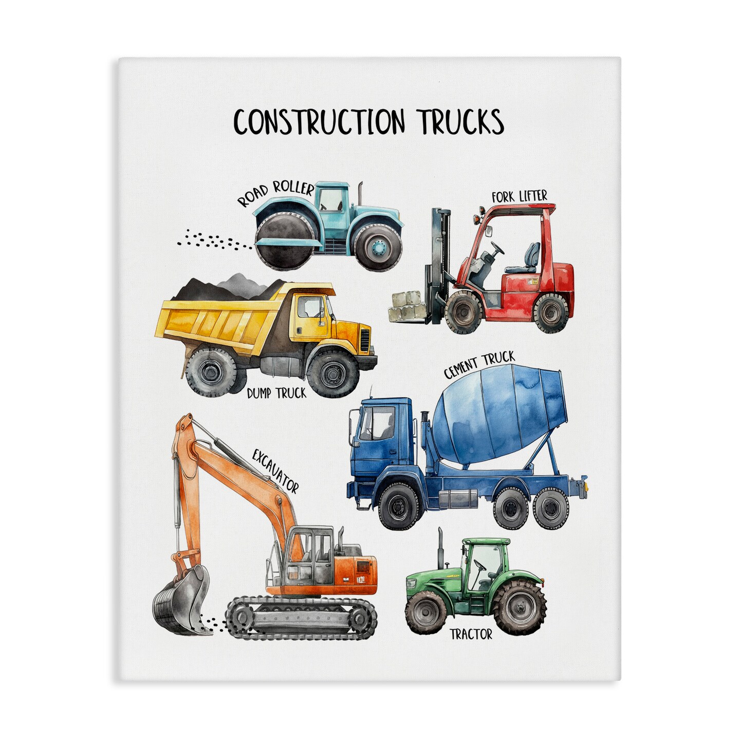 Stupell Industries Construction Trucks Machinery Canvas, design by Christine Simpson Art
