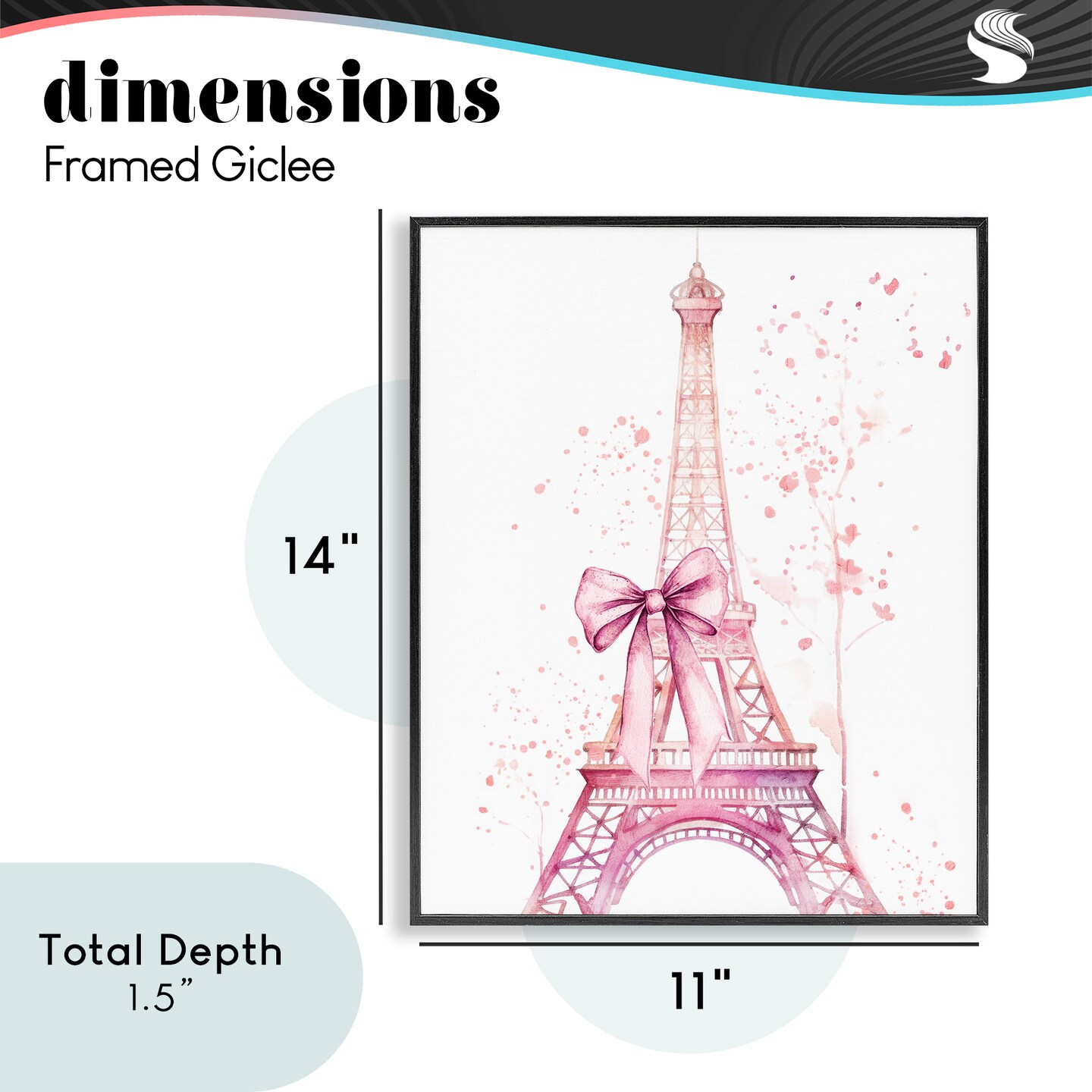 Stupell Industries Bow Bedecked Paris Tower Framed Giclee, design by Kim Allen