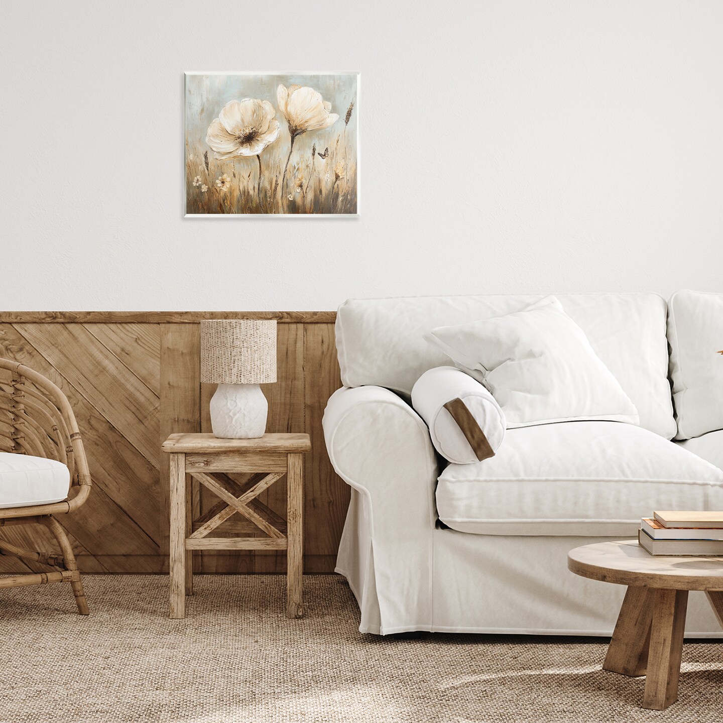 Stupell Industries White Wildflowers Brown Meadow Wall Plaque, design by Petal Prints Design