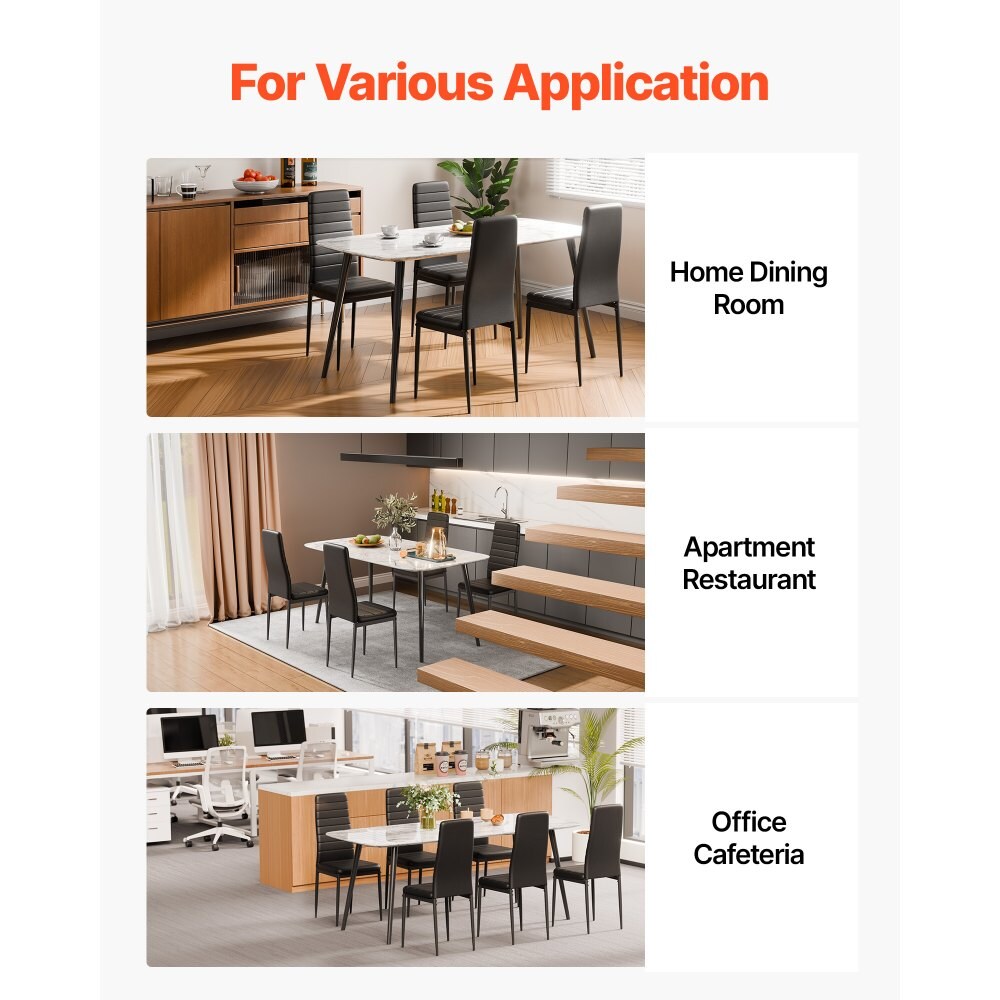 Metal Dining Chairs with Cushioned Seat, PVC Leather and Ergonomic Design