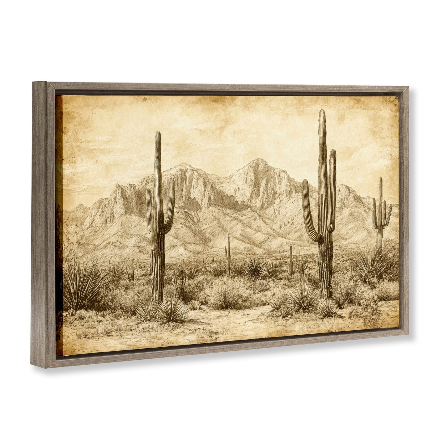 Stupell Industries The Desert Sepia Landscape Floating Frame, design by Petal Prints Design