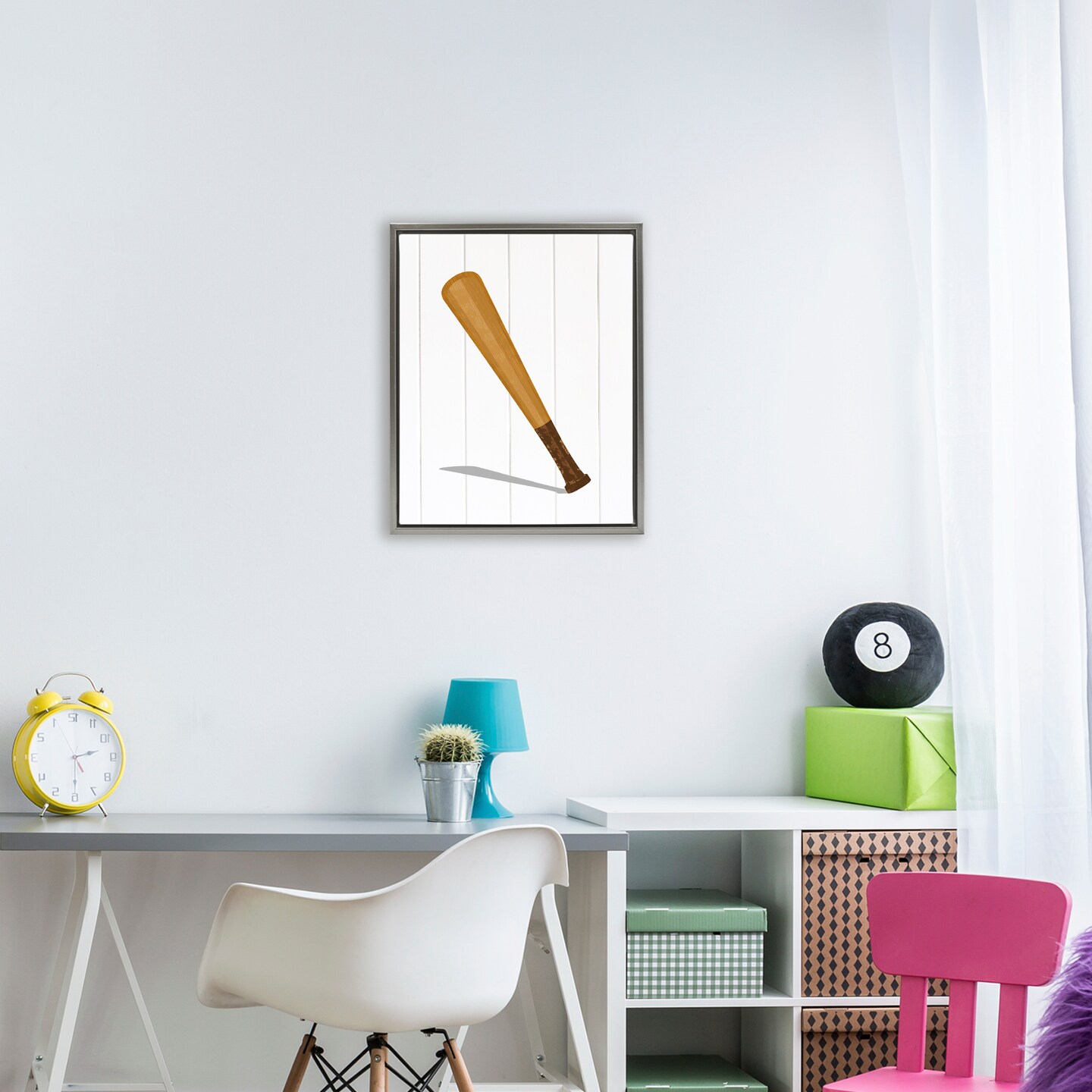 Stupell Industries Sporty Baseball Bat Floating Frame, design by Christine Simpson Art
