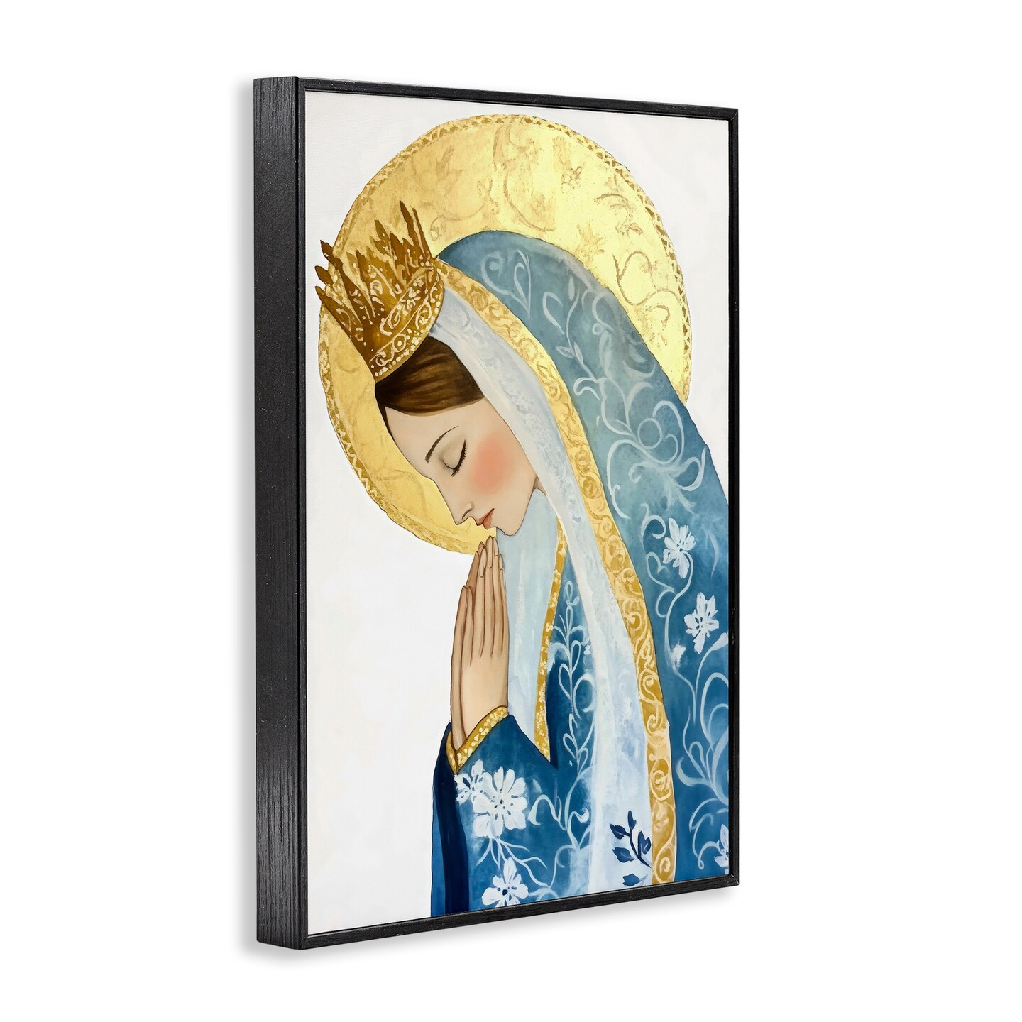 Stupell Industries Mother Mary Religious Portrait Framed Giclee, design by Petal Prints Design