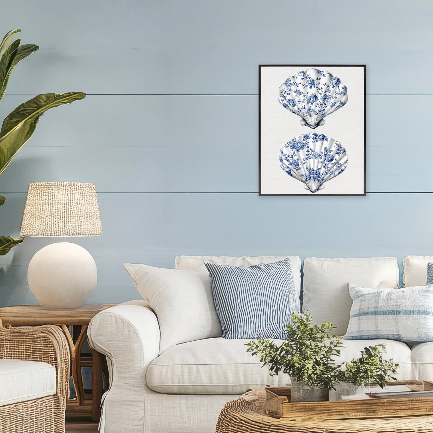 Stupell Industries Delicate Toile Seashells Framed Giclee, design by Lettered and Lined