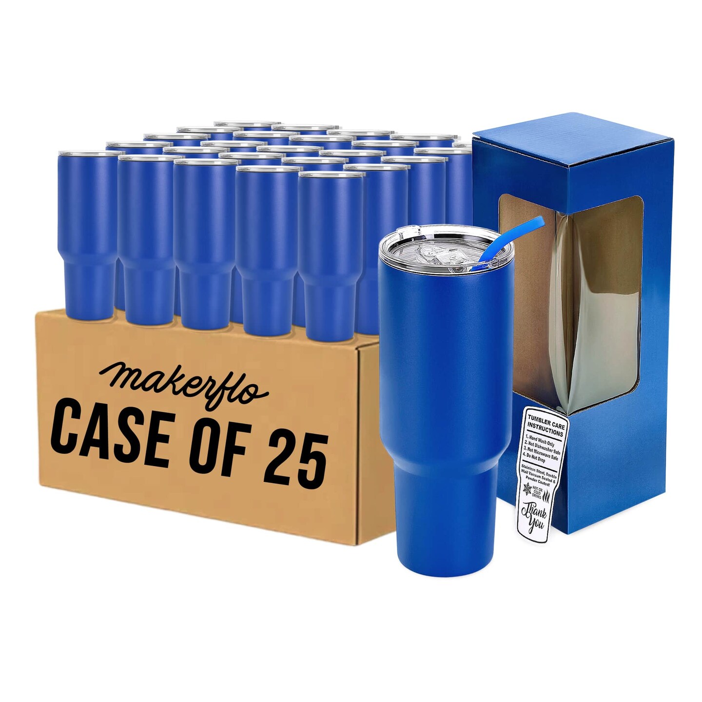 Makerflo 40 oz Powder Coated Tumbler with Sliding Splash & Leak Proof Lid and Handle Sold Separately, Ideal for Craft and Personalization (Laser Engraving, UV DTF, Epoxy, and Vinyl)