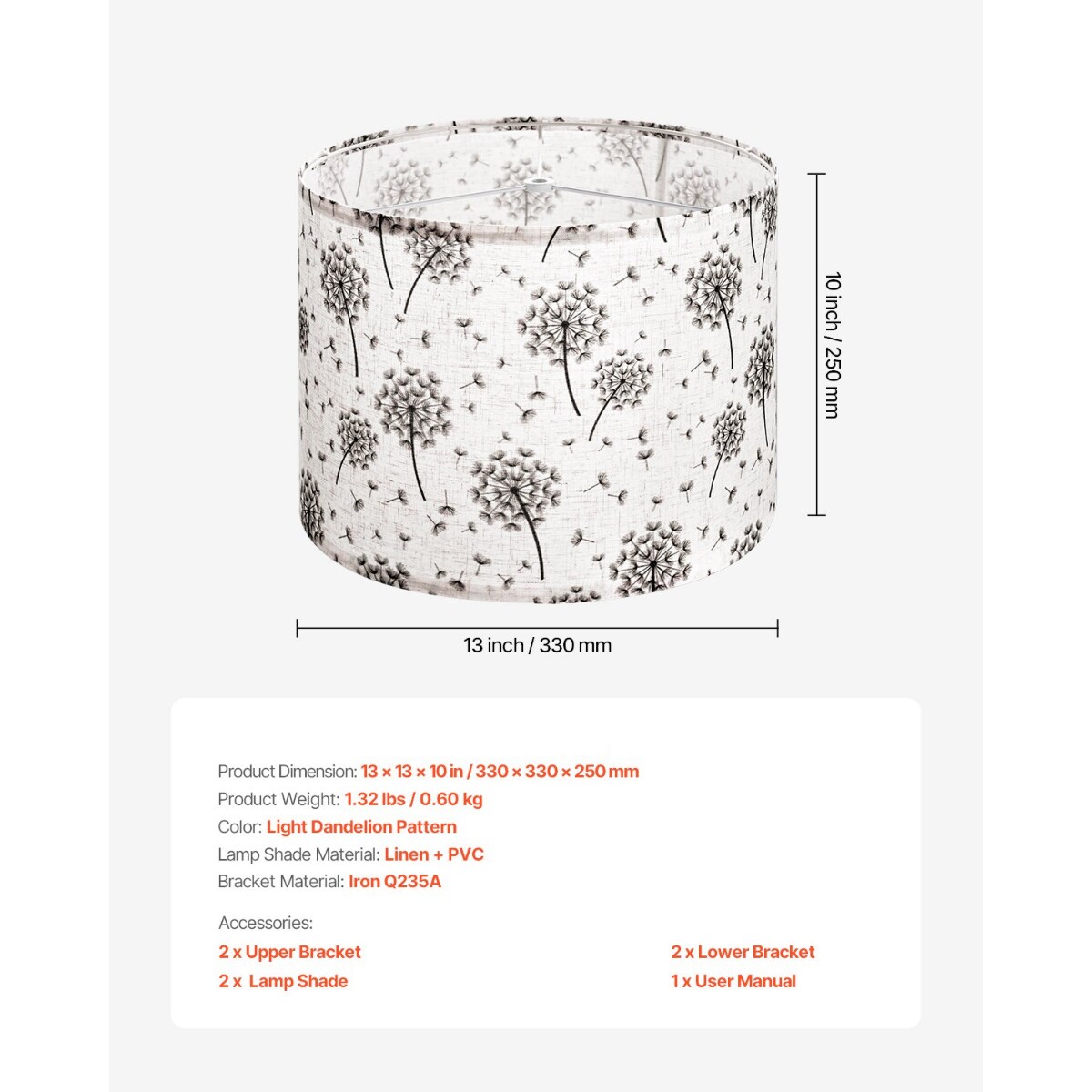 Medium Drum Lamp Shades Linen Replacement for Table Floor Pendant Lamps