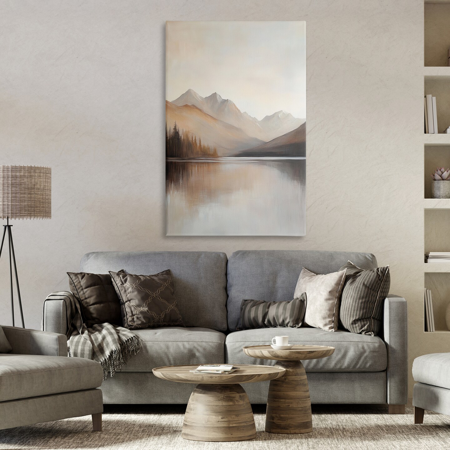 Stupell Industries Muted Lake Neutral Landscape Canvas, design by Petal Prints Design
