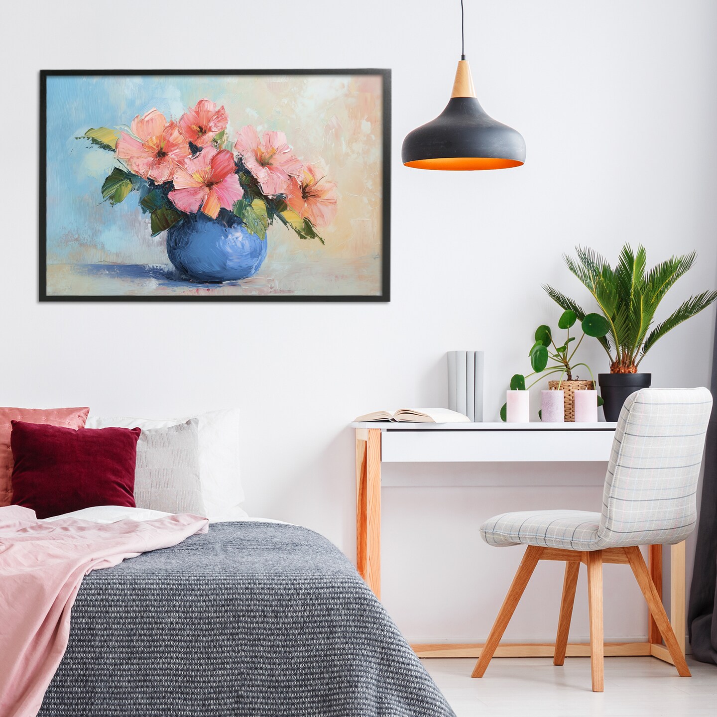 Stupell Industries Hibiscus Flowers in Blue Vase Framed Giclee, design by Gina Kelly