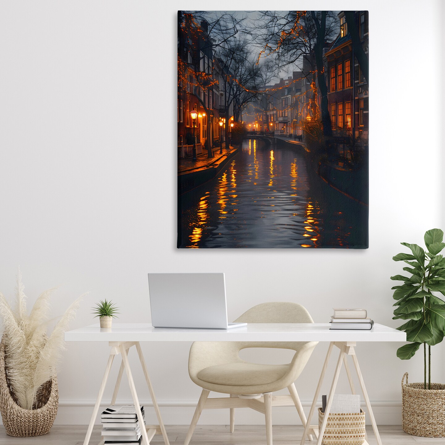 Stupell Industries Street Lamp Canal View Canvas, design by Creative Studio