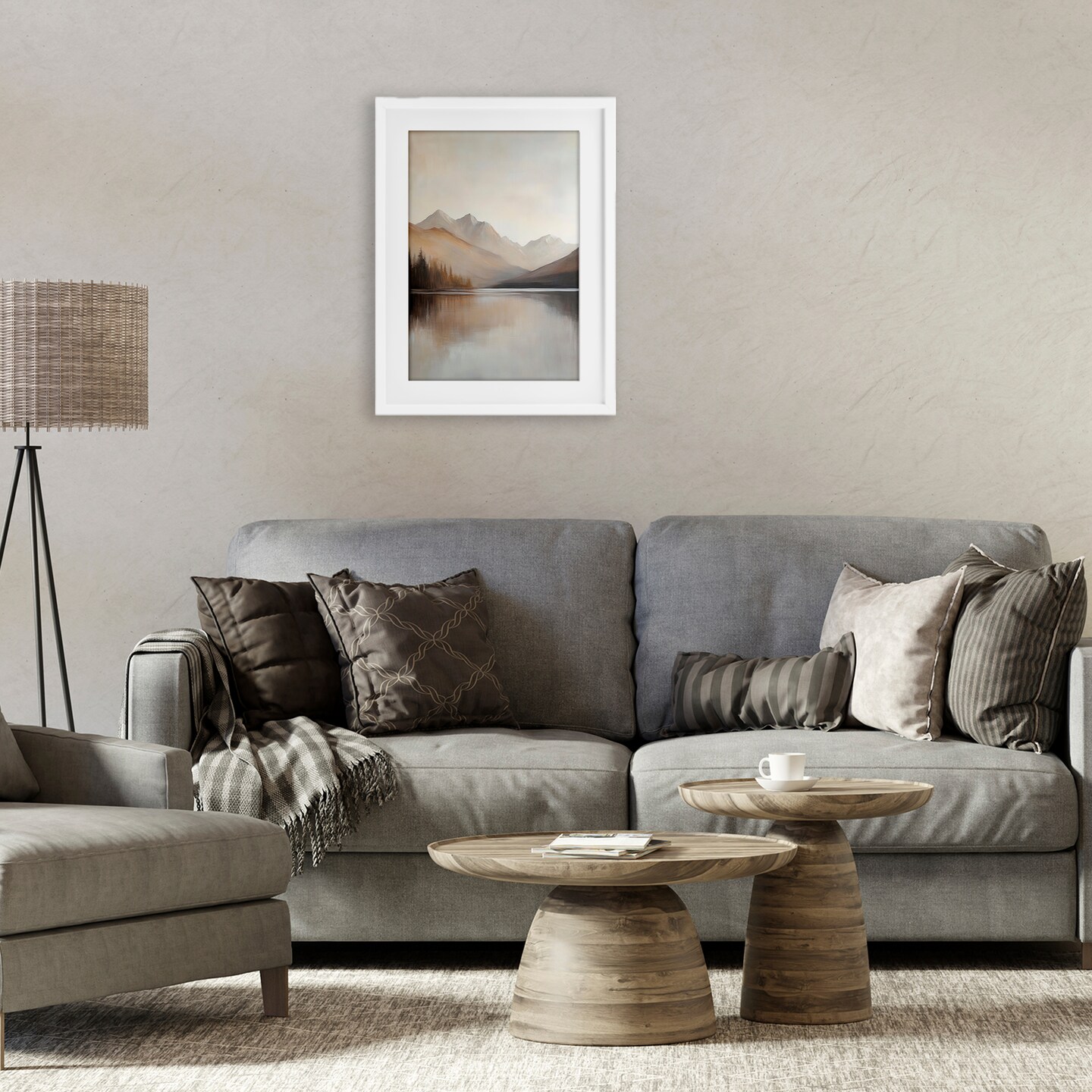 Stupell Industries Muted Lake Neutral Landscape Framed Print Under Glass, design by Petal Prints Design