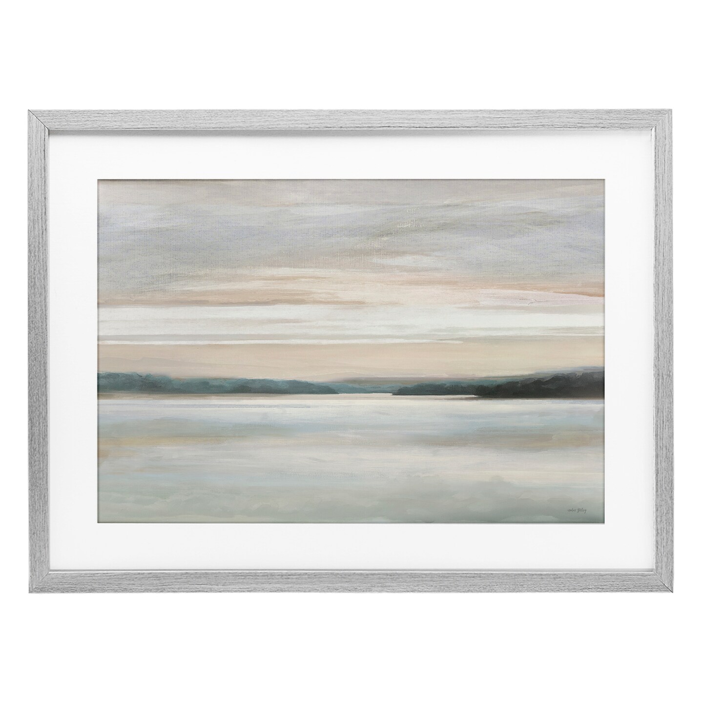Stupell Industries Muted Lake Abstraction Framed Print Under Glass, design by Amber Sterling