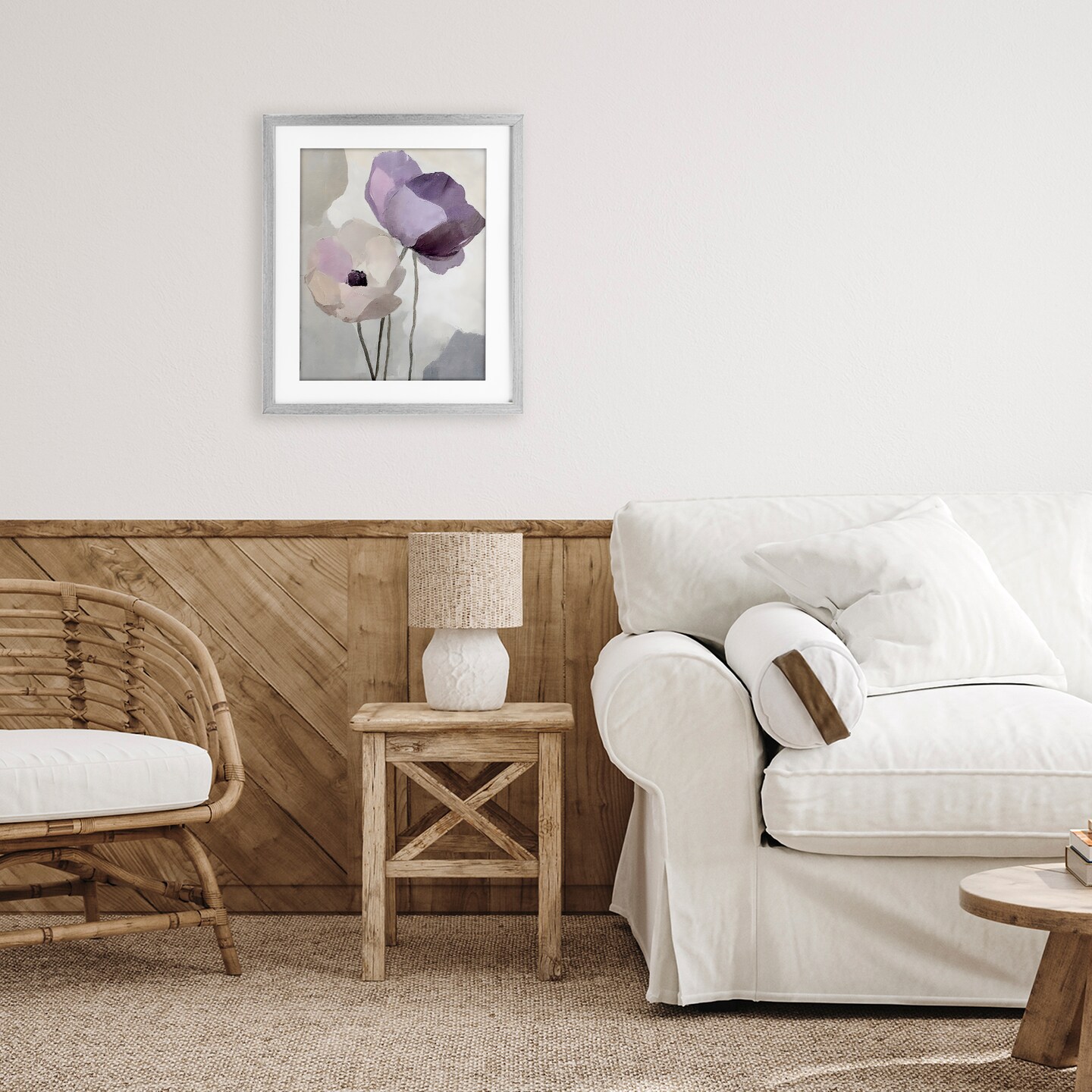 Stupell Industries Lavender Haze Floral Pair Framed Print Under Glass, design by Riley B