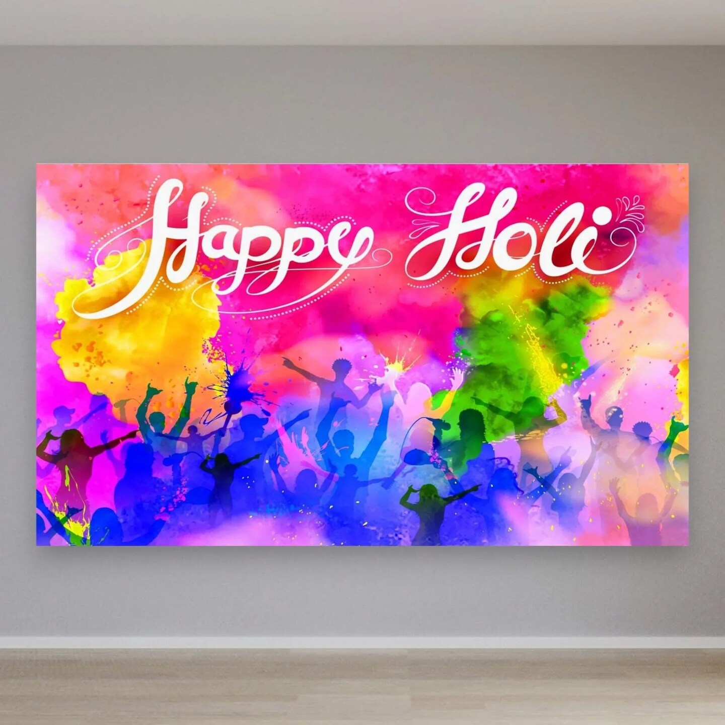 5x8 Ft Happy Holi Backdrop Cloth Banner Indian Hindu Colorful Holi Party Supplies Decorations Backdrop Indoor Outdoor Photography Home Wall Background Decoration