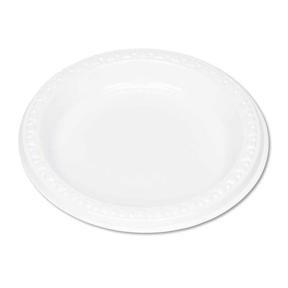 Tablemate 6 in. Diameter Plastic Dinnerware Plates - White (125/Pack)