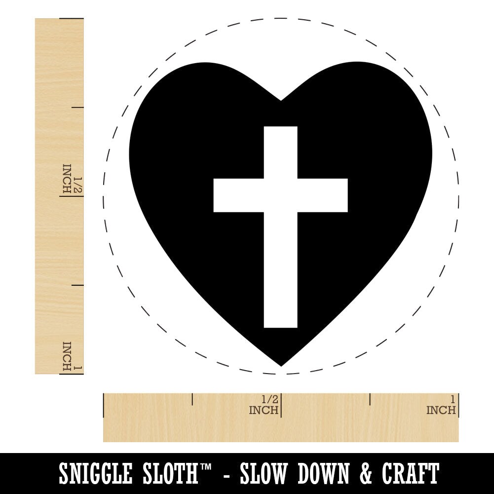 Cross in Heart Christian Rubber Stamp for Stamping Crafting Planners