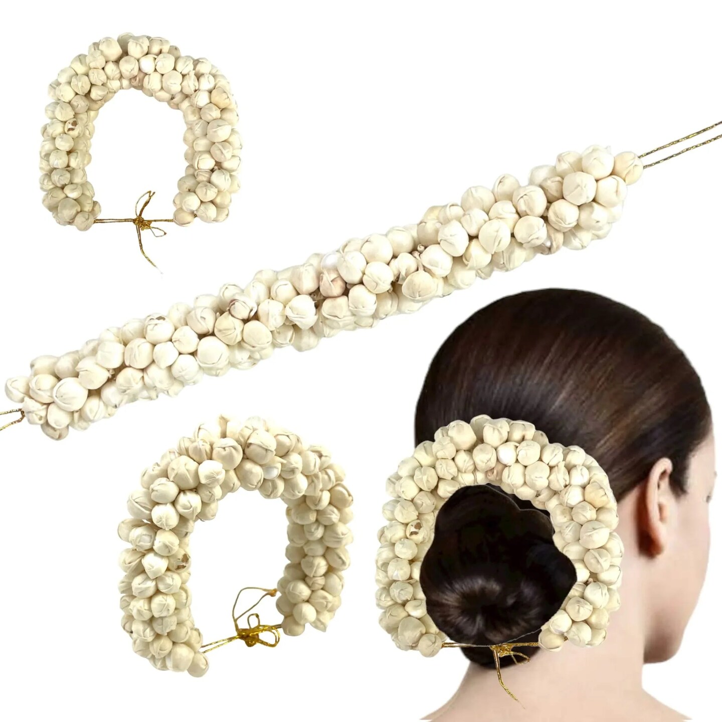 Jasmine Gajra Traditional Indian Hair Accessory Artificial Flower Jewelry Handmade Veni Tiara for Women Party Wear Bridal Mehndi Hair Bun Classical Dance Jewelry