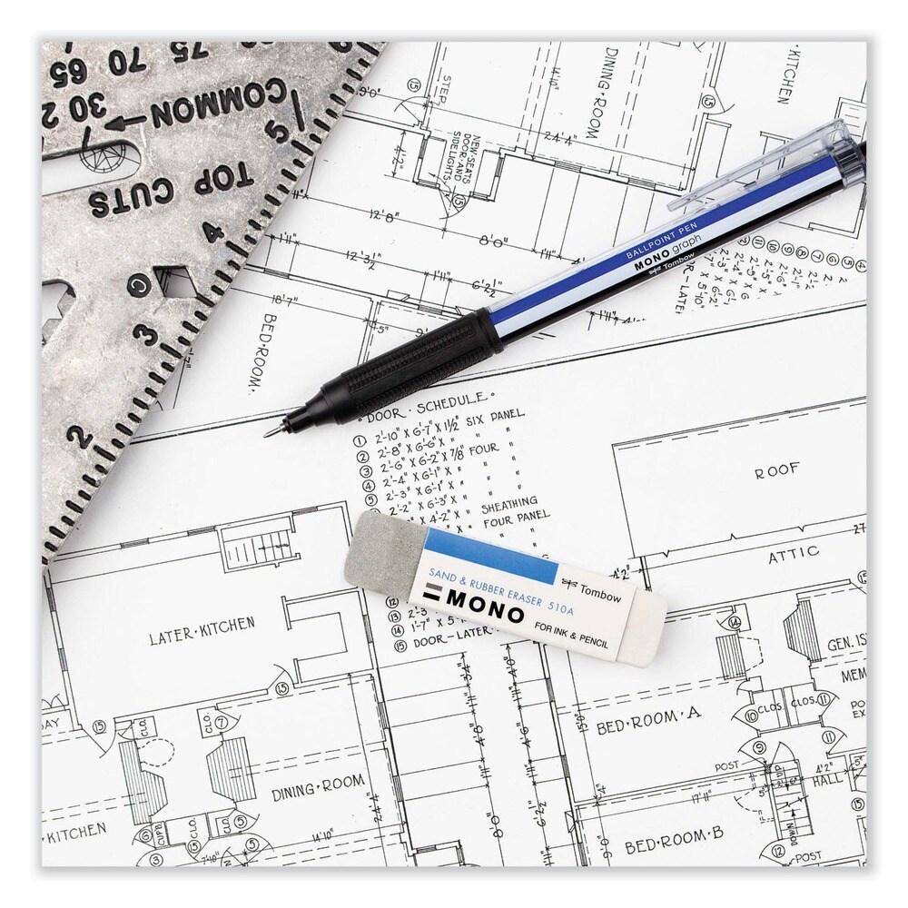 Tombow Mono Rectangular Block Sand and Rubber Eraser for Pencil/Ink Marks - White/Medium