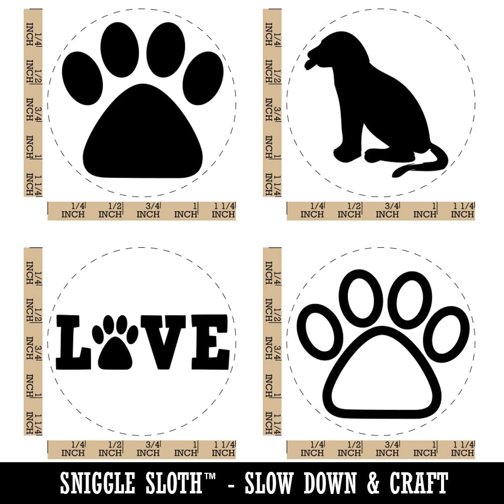 Puppy Dog Love Paw Prints Rubber Stamp Set for Stamping Crafting Planners