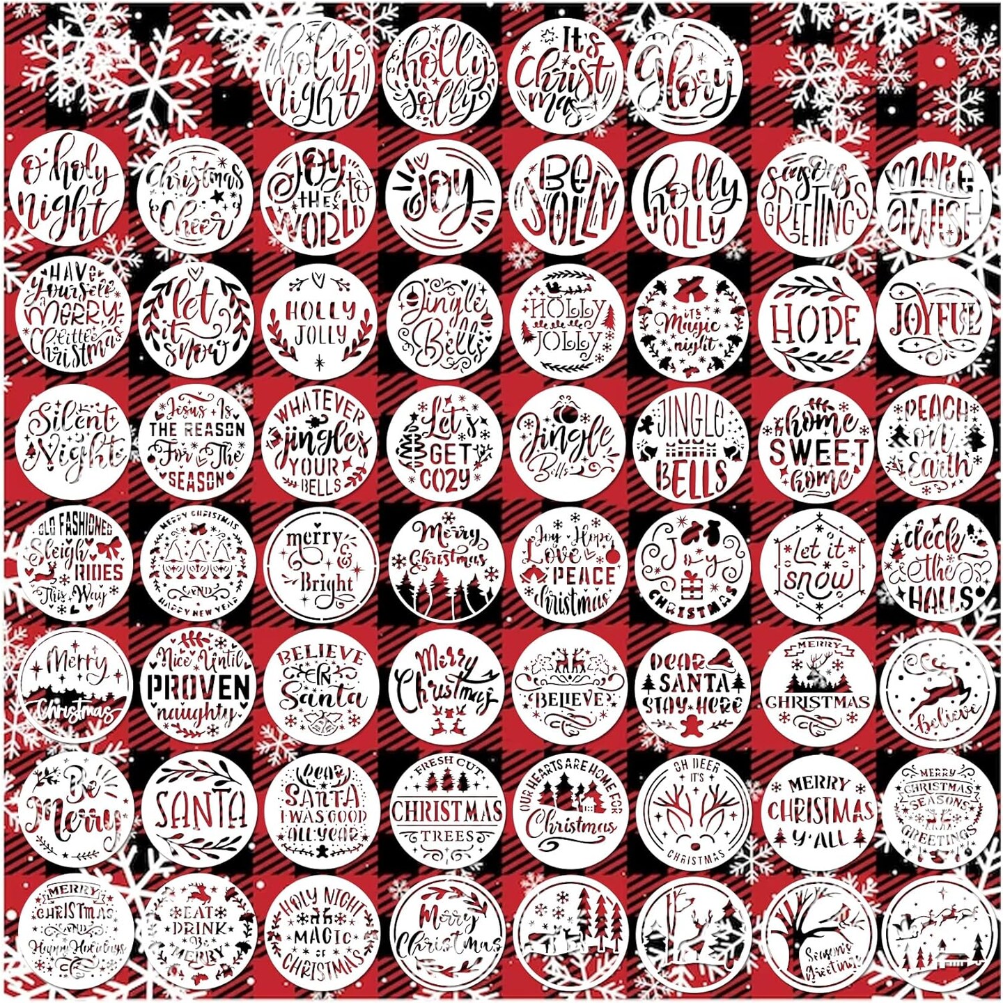 Small Stencils for Painting on Wood Reusable (Christmas Words 3) 3&#x22;L x 3&#x22;W