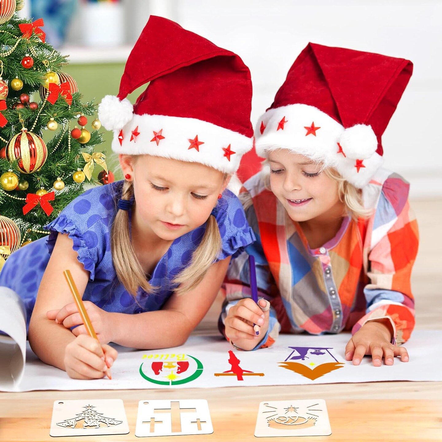 Christmas Stencils - 20 Pcs Reusable Nativity of Jesus &#x26; Religious Scene 3&#x22;L x 3&#x22;W