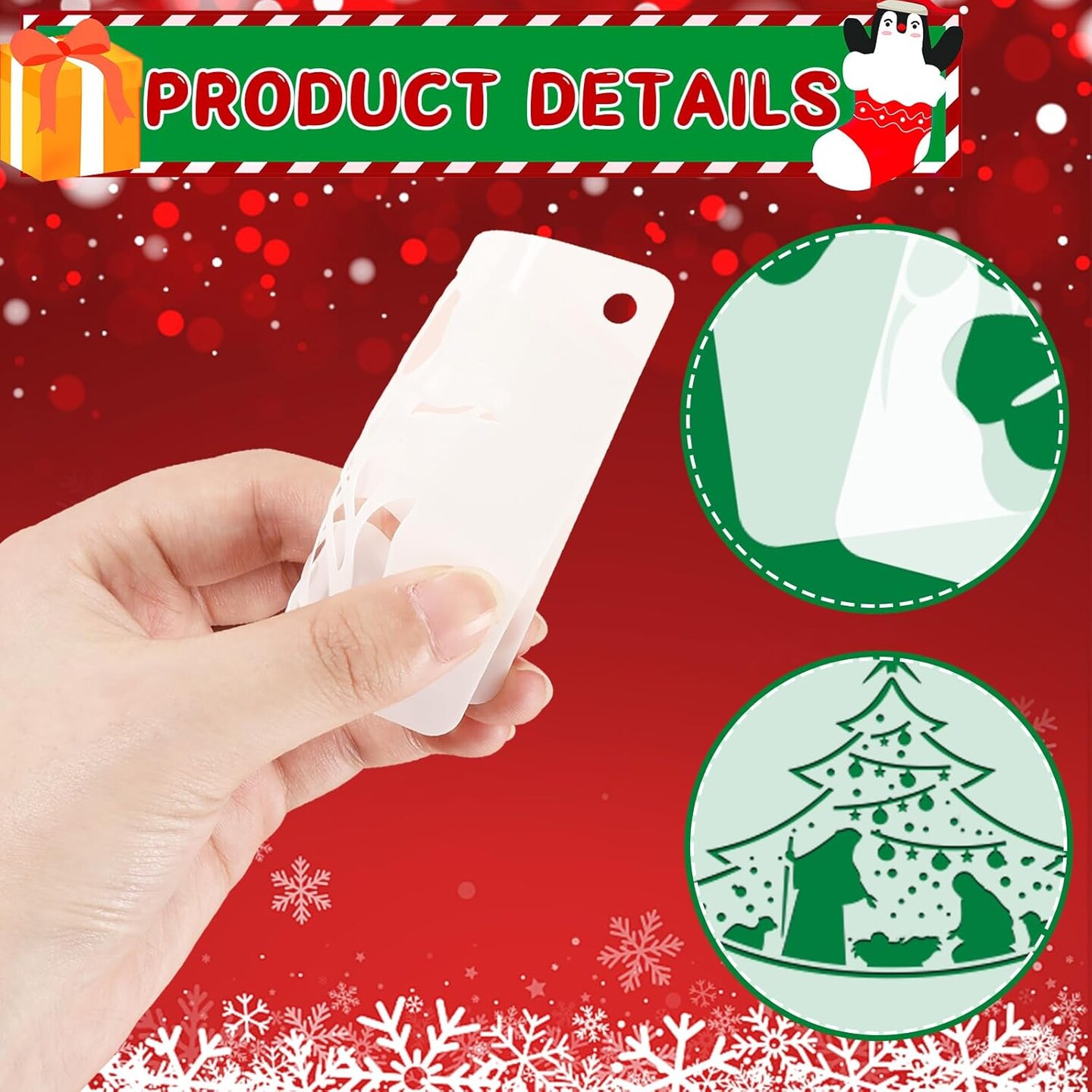 Christmas Stencils - 20 Pcs Reusable Nativity of Jesus &#x26; Religious Scene 3&#x22;L x 3&#x22;W