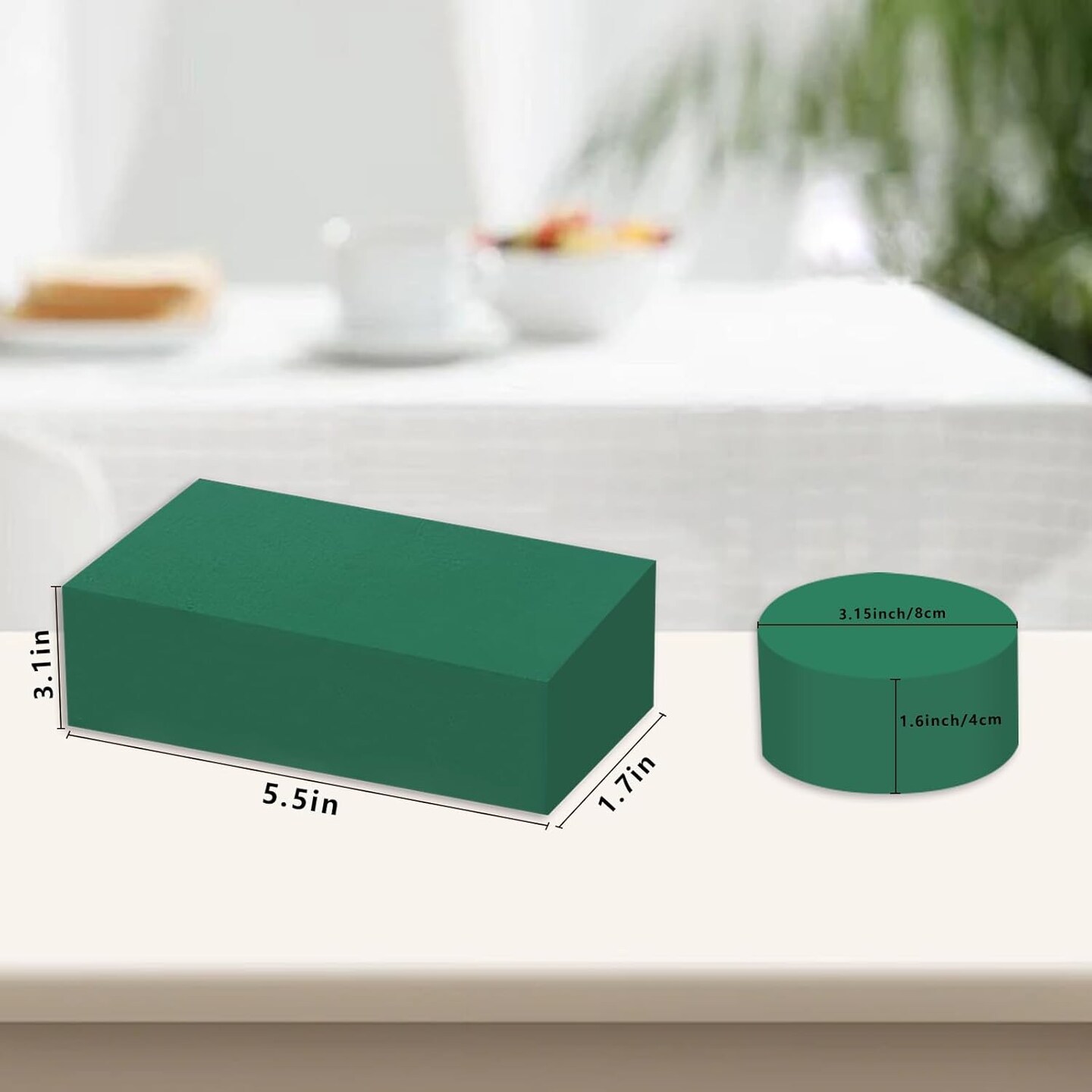 7 Pack Floral Foam Blocks, Round Foam & Block Foam Set, Green Wet & Dry Flower Foam for Fresh & Artificial Flower Arrangement, Florist Supplies for DIYs, Arts, Crafts & Weddings