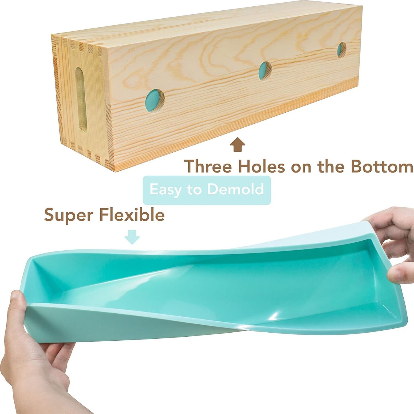 Wooden Soap Molds for Soap Making Large- 5 lb Soap Molds Loaf with Cover, Rectangle Silicone Soap Loaf Molds 77 oz (5 lb Standard Mold)