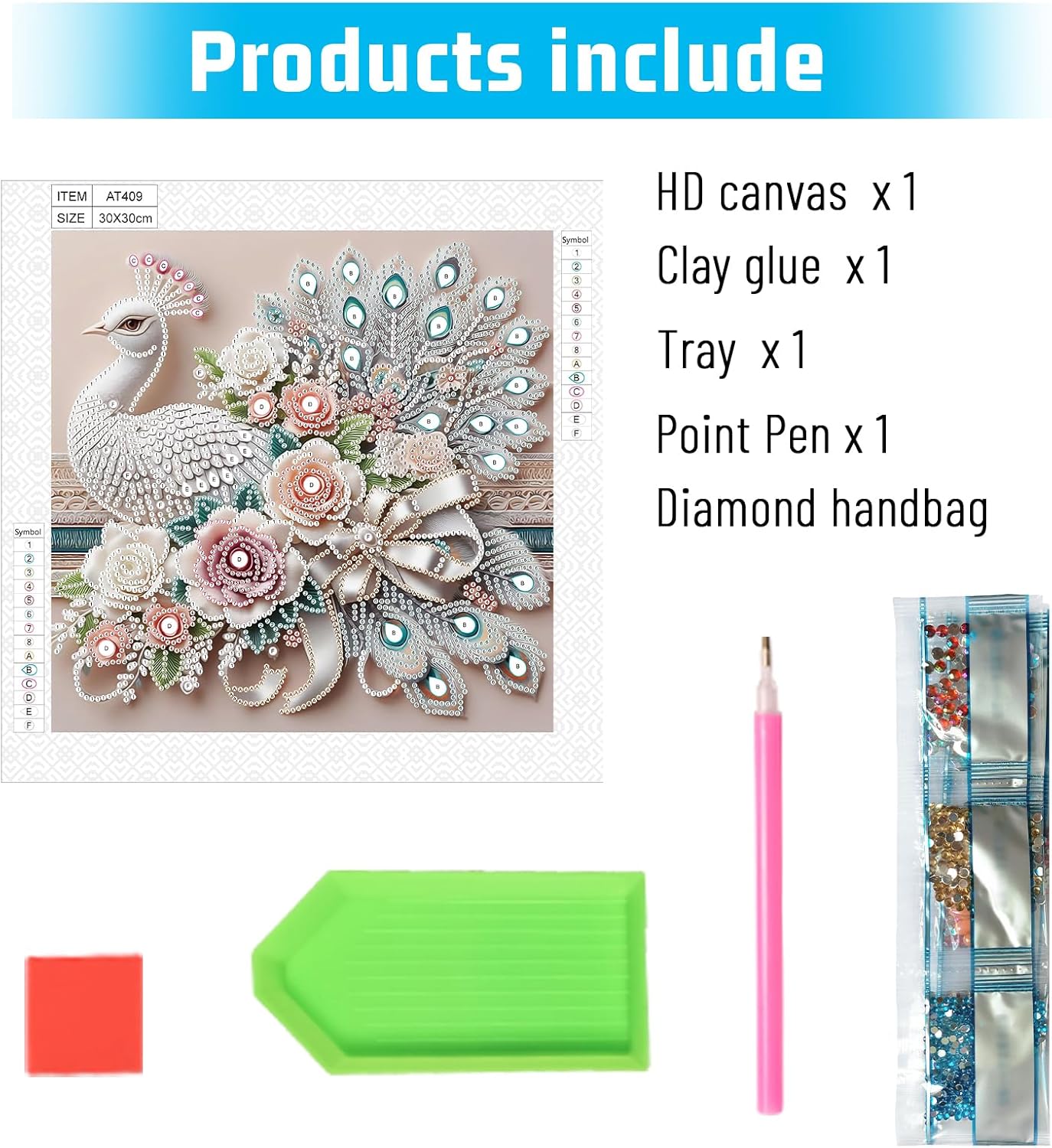 Special Shape Diamond Art Kits for Beginners, Diamond Art Painting Kits for Adults Peacock, Crystal Rhinestones Diamond Art Painting for Home Wall Decoration Gift 12&#xD7;12inch
