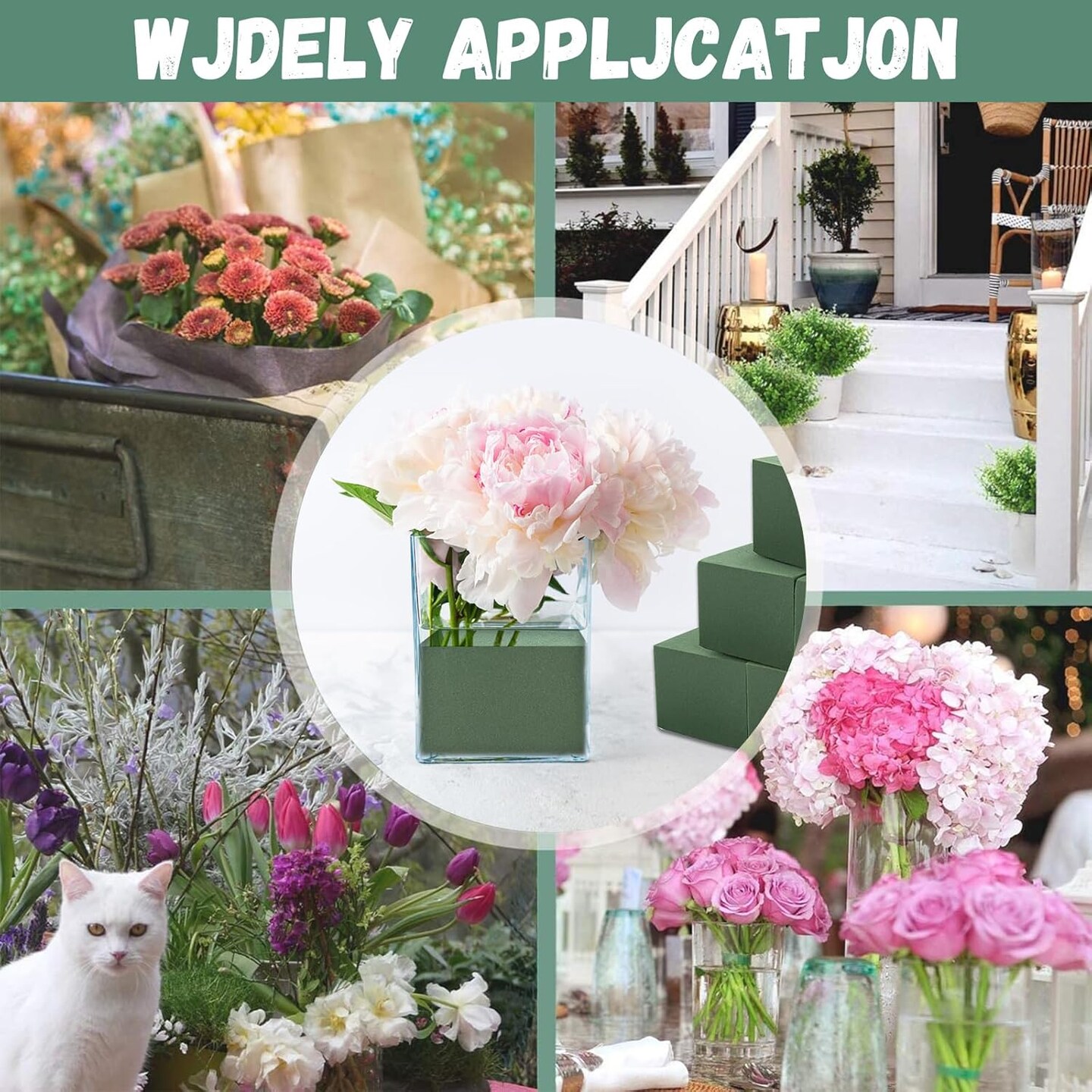 Floral Foam, 2.3 * 3.5 * 8''inches Dry & Wet Floral Foam for Artificial Flowers, 6PCS Green Flower Foam Blocks for Wedding Decoration,Rectangular Floral Foam(6PCS)