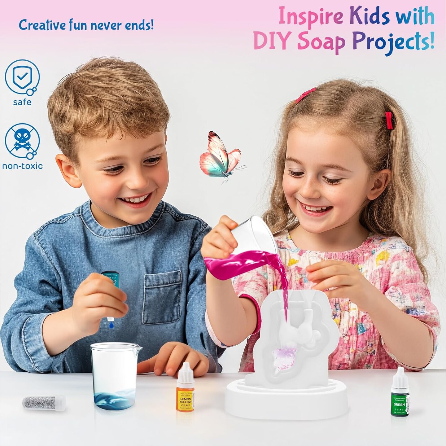 Unicorn Soap Making Kit - DIY Crafts for Kids Ages 6-12 Make Your Own Fun Soap with 20 Soap Bases, 6 Colors, 5 Molds &#x26; 3 Fragrances, Birthday Christmas Easter Gifts for Girls Ages 6 7 8 9 10 11 12+