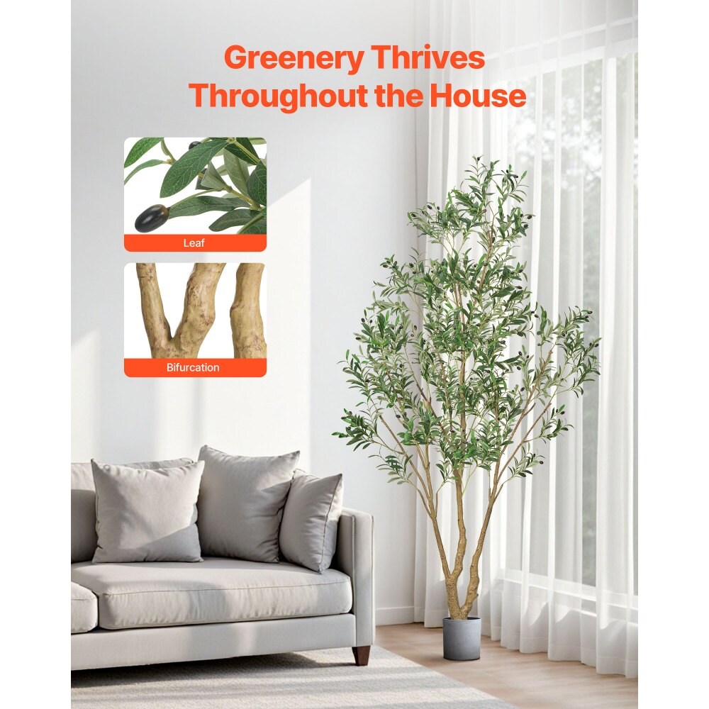 8ft Artificial Olive Tree with Lifelike Green Leaves and 94 Fruits for Indoor Home Decor