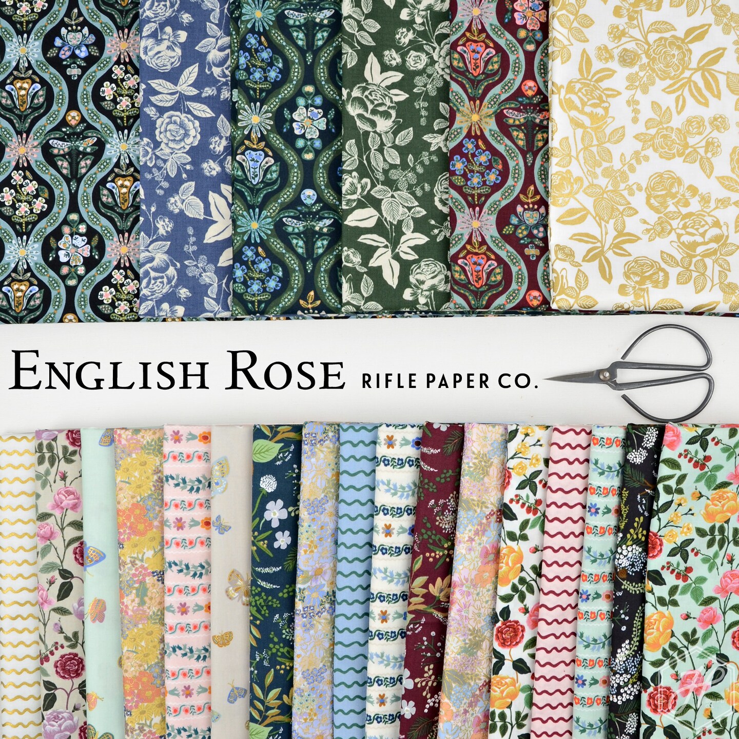 Posie in Peacock Metallic (rp1404-pe1m) | English Rose | Rifle Paper Co | Cotton+Steel