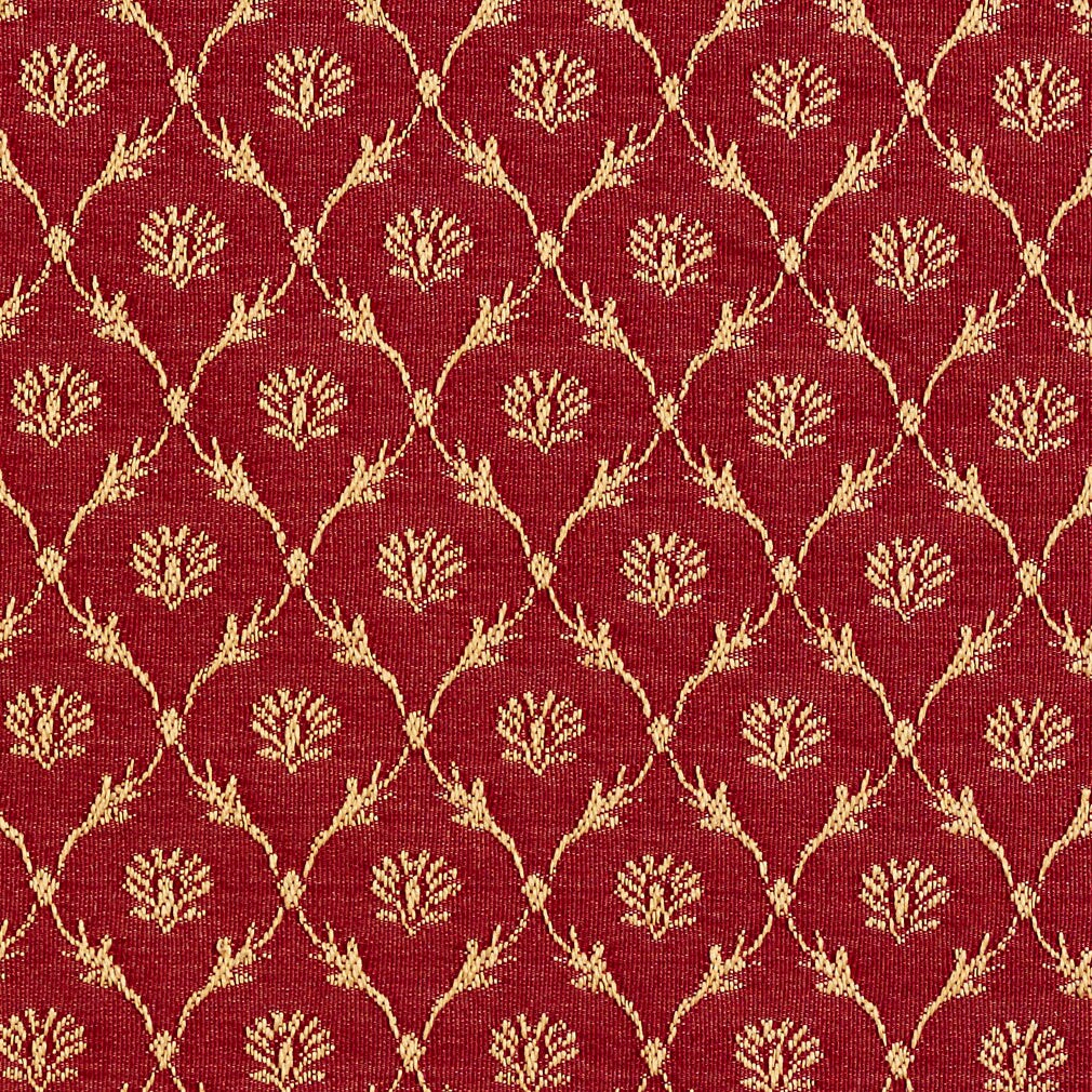 Red Floral Trellis Jacquard Woven Upholstery Fabric by The Yard - SKU: Holmes Crimson