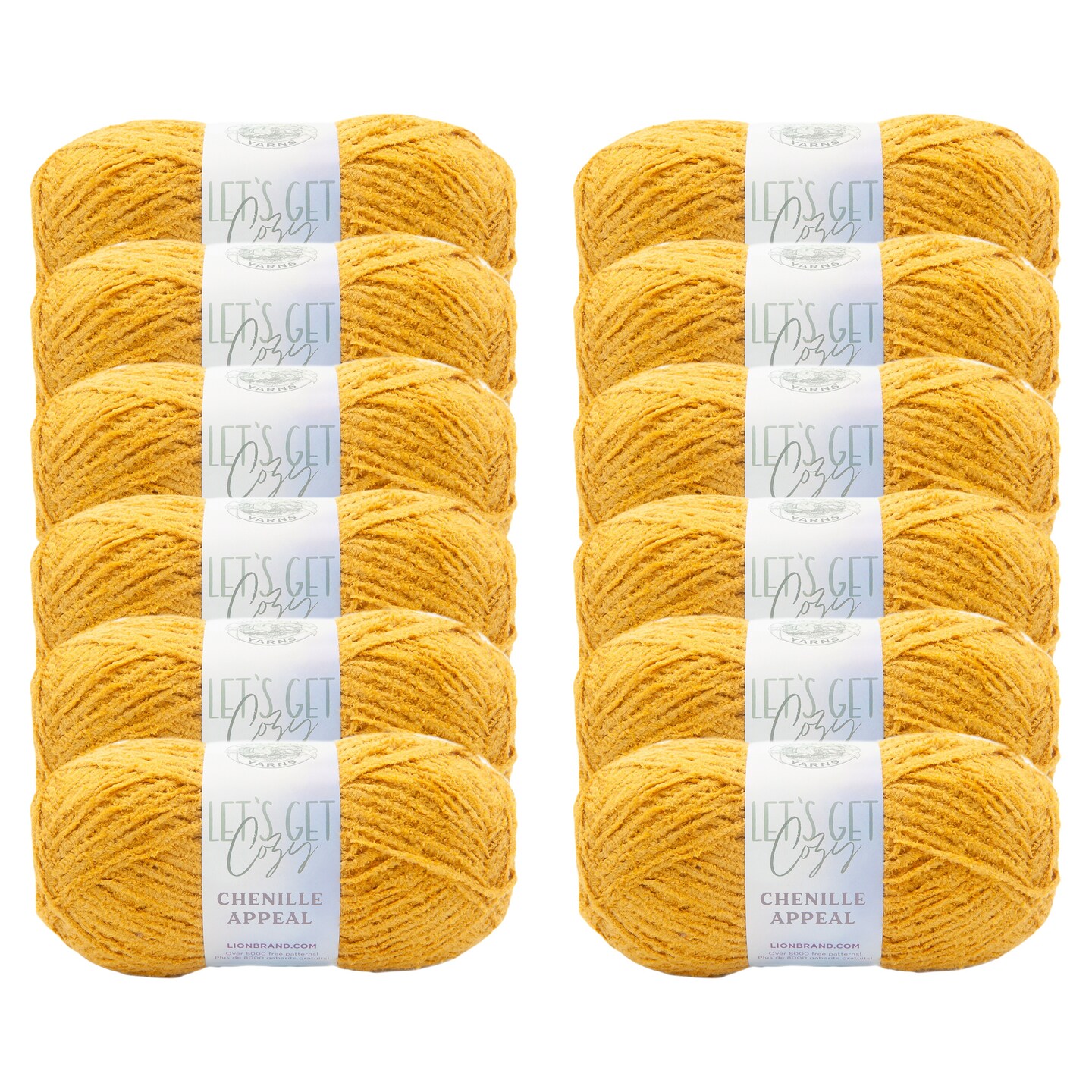Lion Brand Yarn Chenille Appeal Harvest Gold Medium Polyester Yellow Yarn 12 Pack