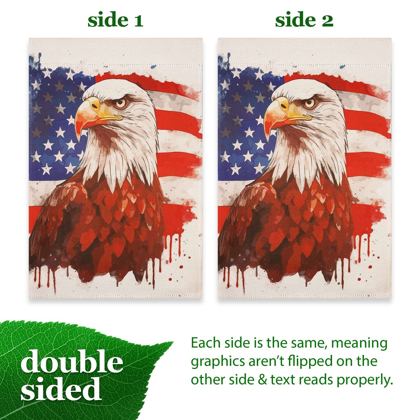 G128 Patriotic Bald Eagle Garden Flag 12x18 In Double Sided Independence Day Yard Garden Lawn Decoration