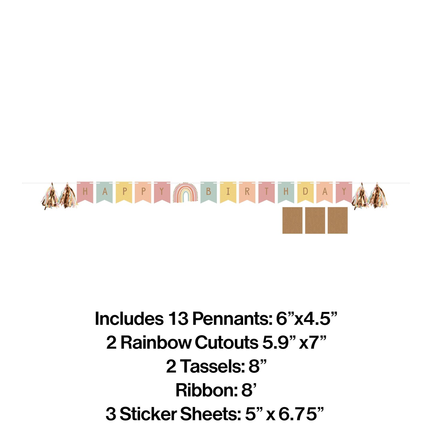 12 pc Bulk Boho Rainbow Banners
