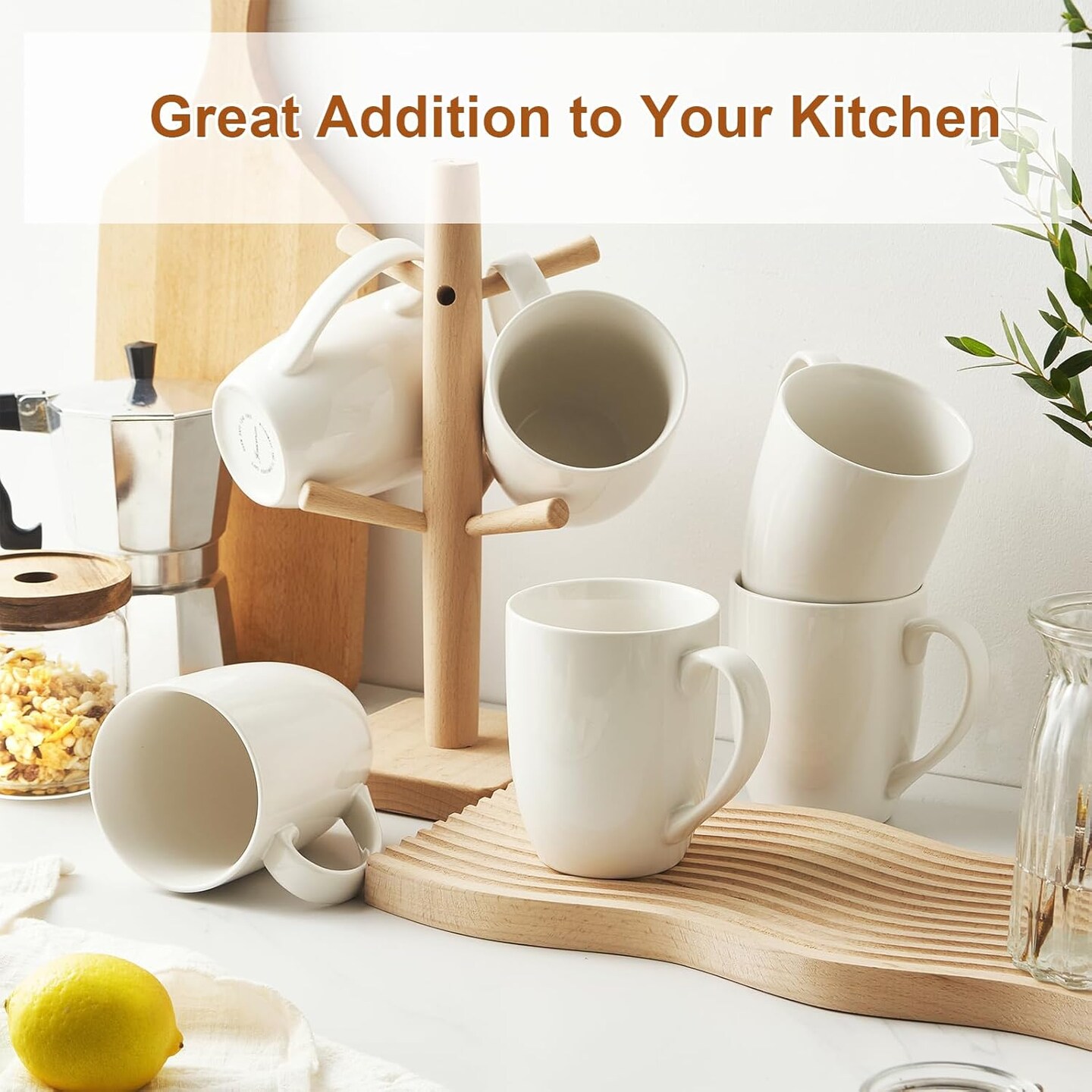 Coffee Mugs Set of 6, 18 Ounce Ceramic Coffee Cups