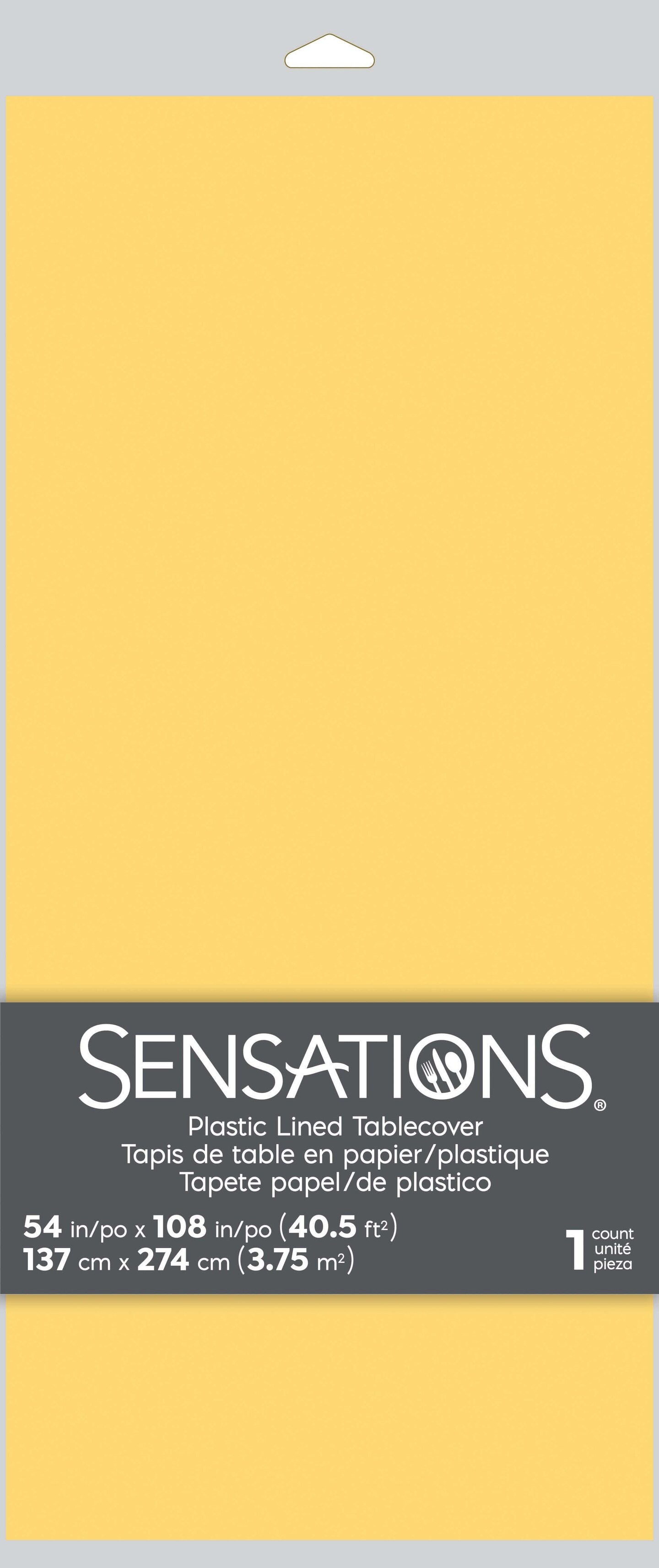 6 pc Bulk Soft Yellow Tablecover, 54X108&#x22; Paper/Poly