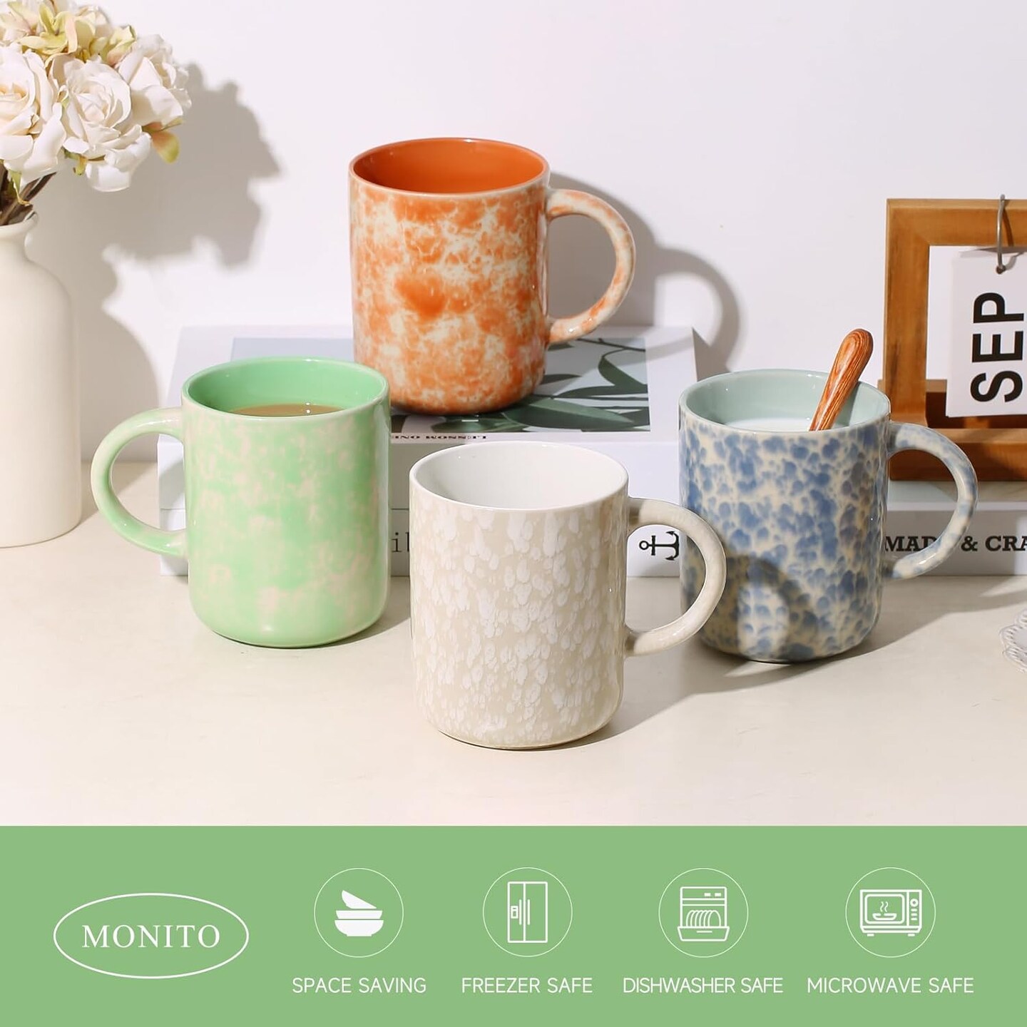 17 OZ Coffee Mugs Set of 4, Ceramic Modern Coffee Mugs Set