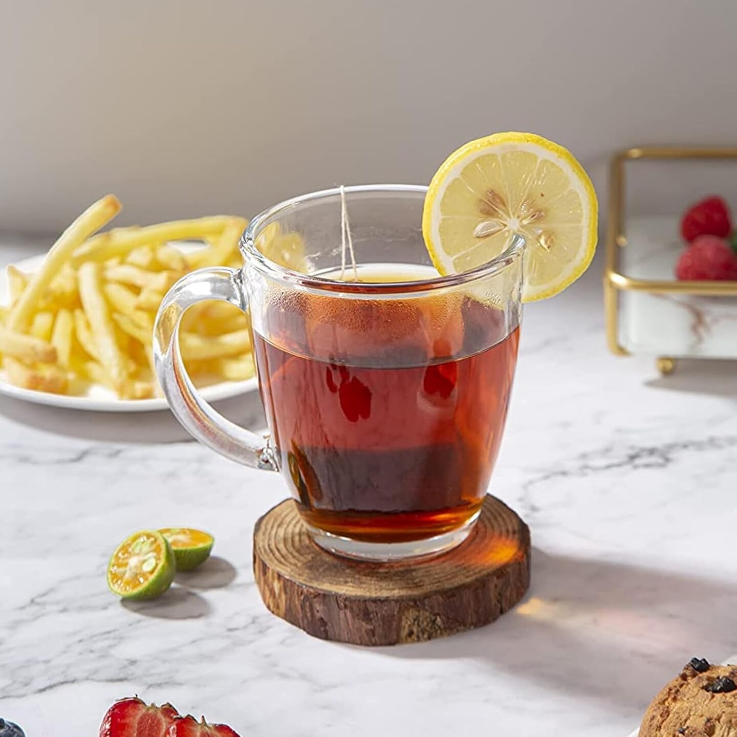 6 PACK,12 OZ - Premium Glass Coffee Mugs with Handle.
