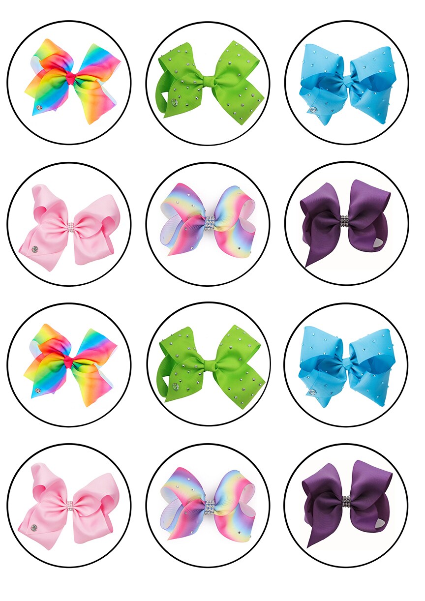 Bows Tye Dyed Green Blue Pink Purple Edible Cupcake Topper Images