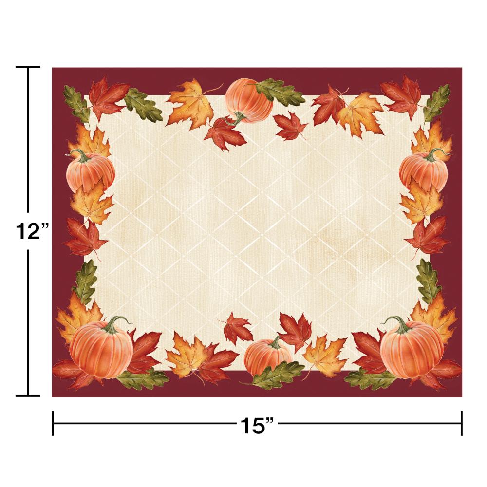 144 pc Bulk Pumpkins &#x26; Leaves Paper Placemats
