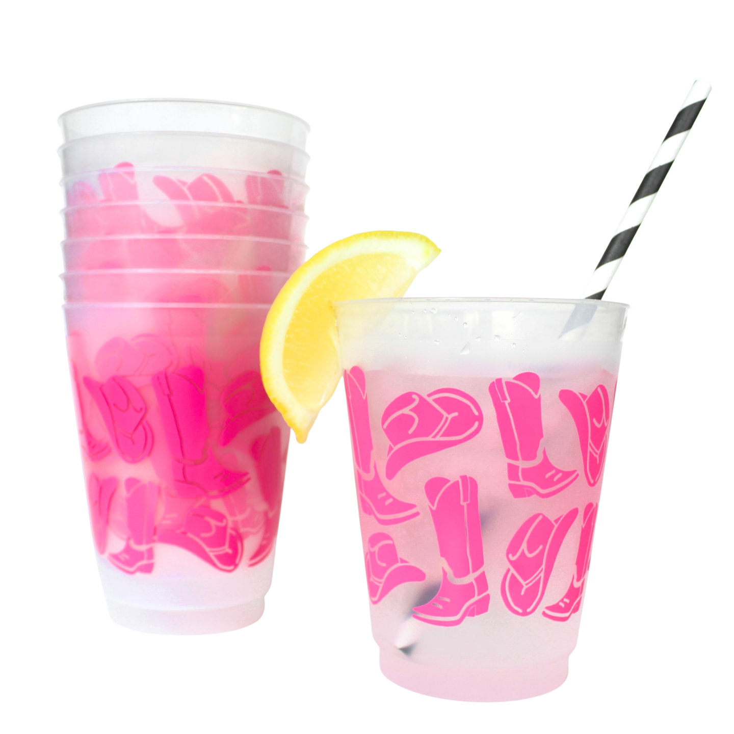 Let's Go Girls Western Party Cup, Set of Eight 16 Ounce Plastic Cups