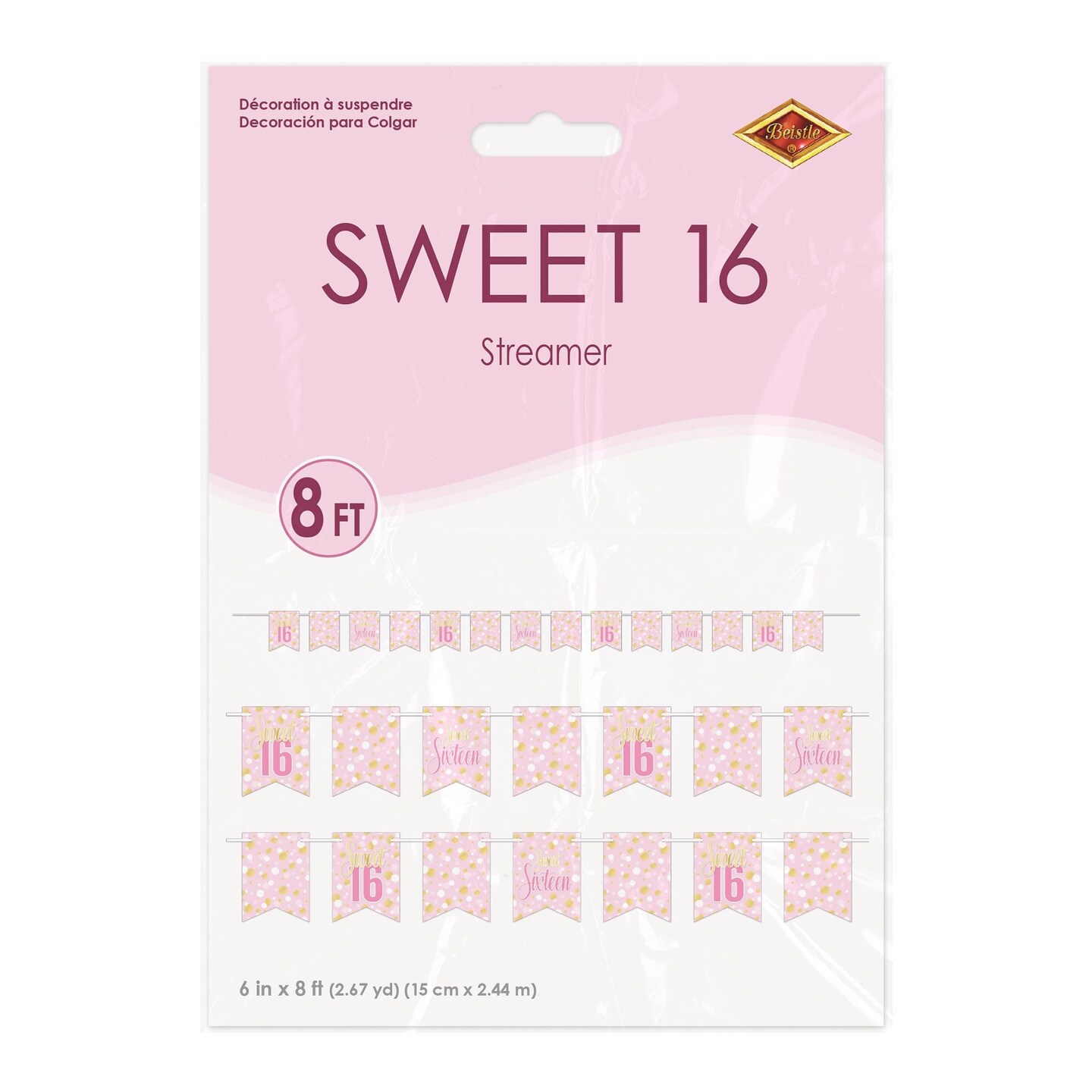 12 Pack Bulk Sweet 16 Streamer 6in x 8ft Birthday Party Banner