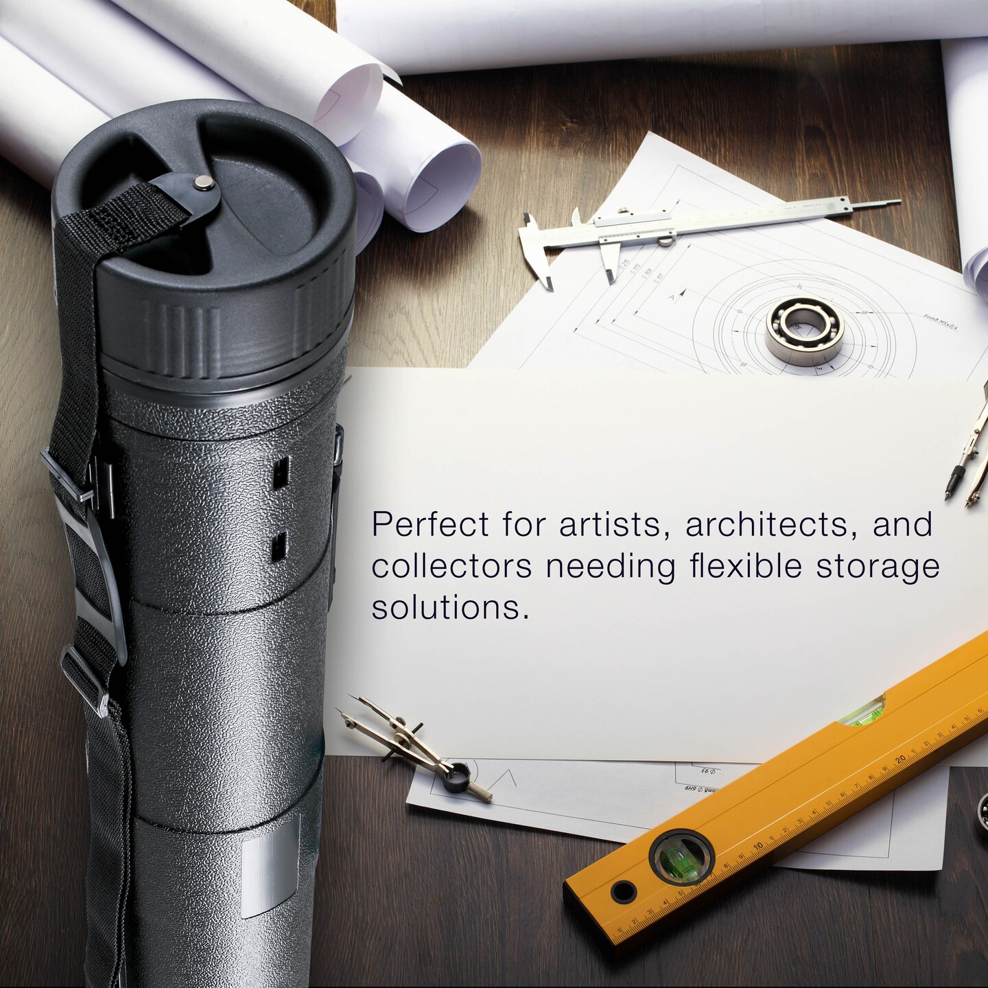 Jumbo Poster Tube - Telescoping Adjustable 36" to 62-1/2" - Durable 10-1/2" Diameter Storage Tube - Art Poster Carrier Holder & Blueprint Storage Drafting Tube Travel & Protection