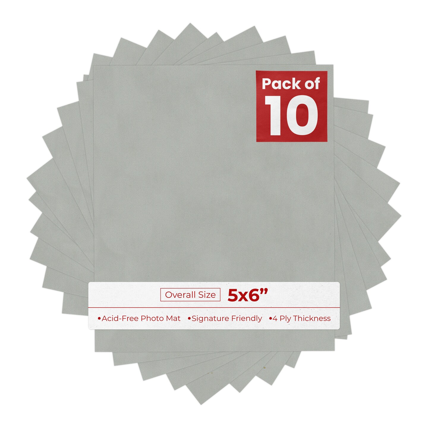 Light Grey Suede 5x6 Inch Uncut Mat Board - Blank Sheets, No Opening