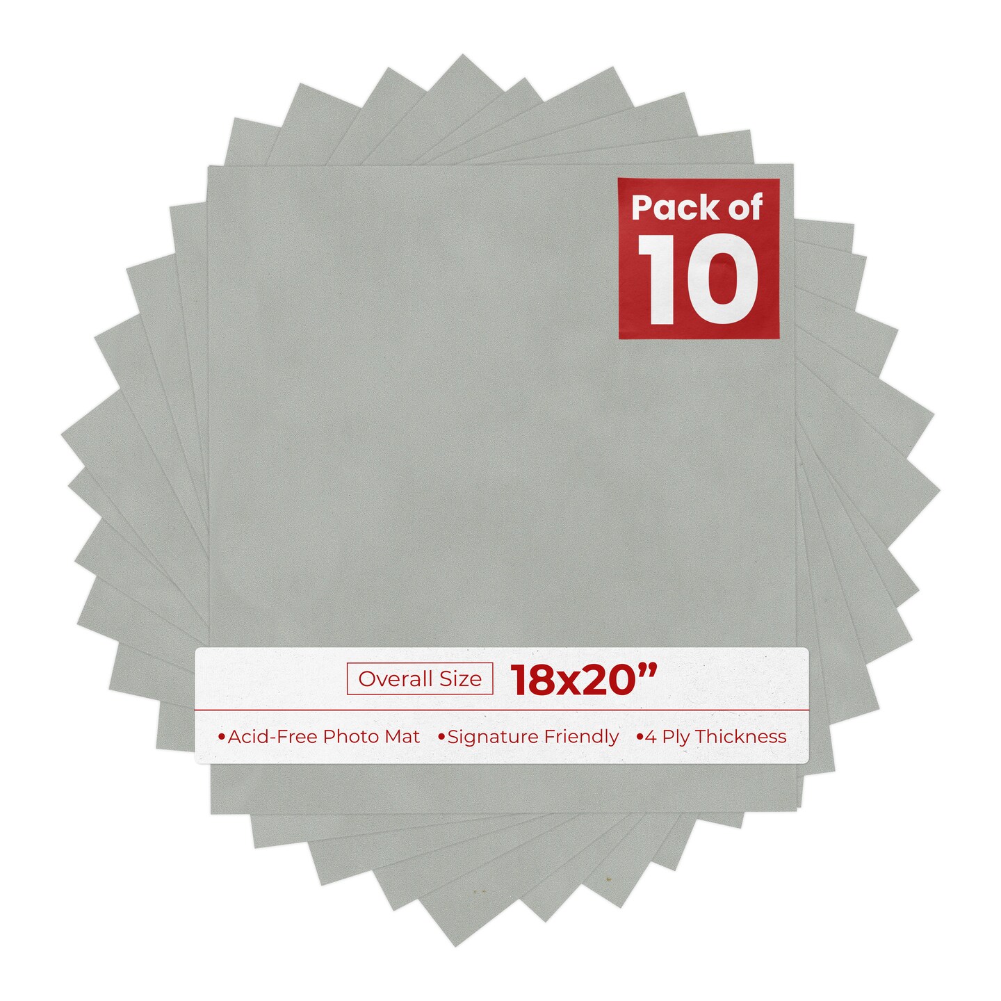 Light Grey Suede 18x20 Uncut Mat Board - Blank Sheets, No Opening