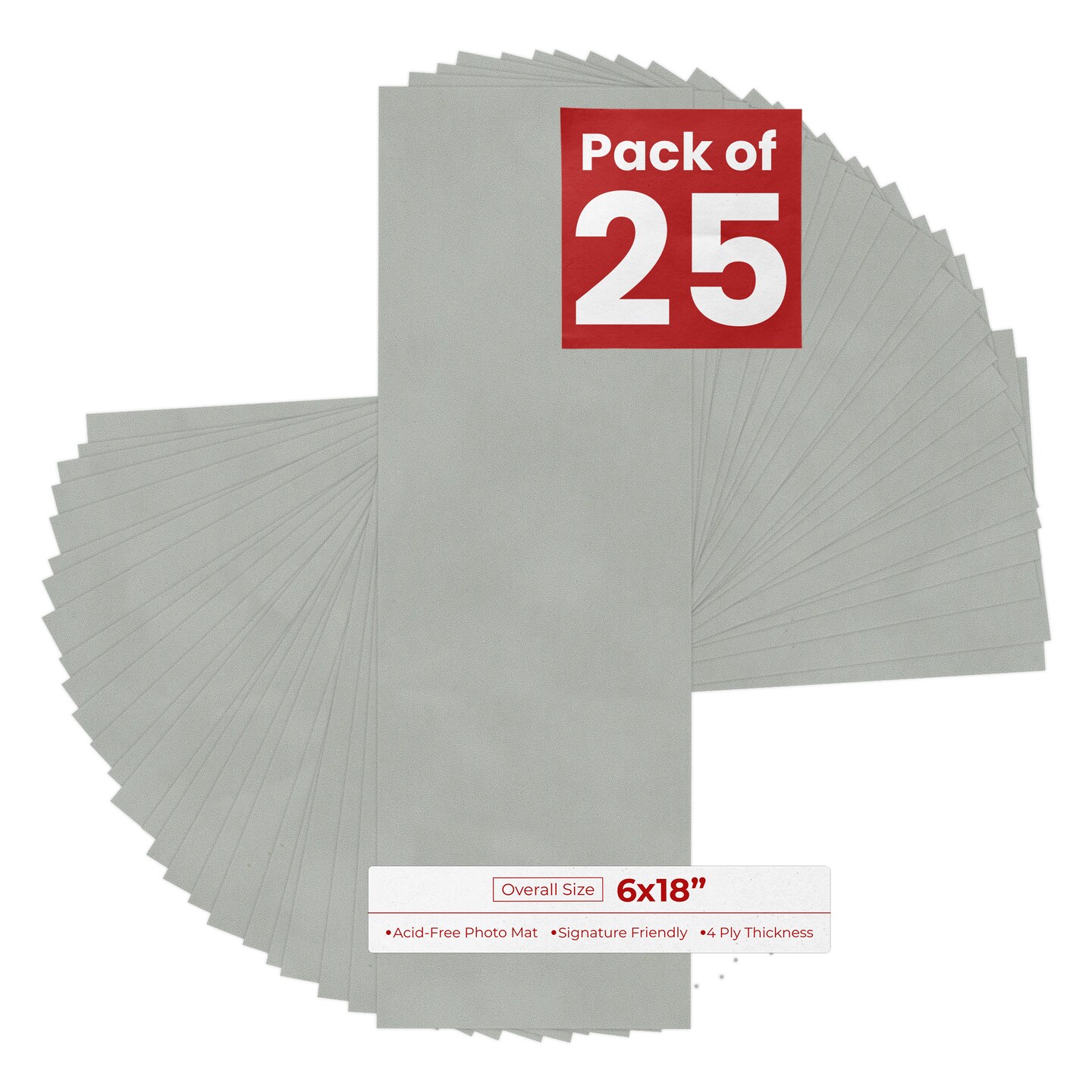 Light Grey Suede 6x18 Uncut Mat Board - Blank Sheets, No Opening